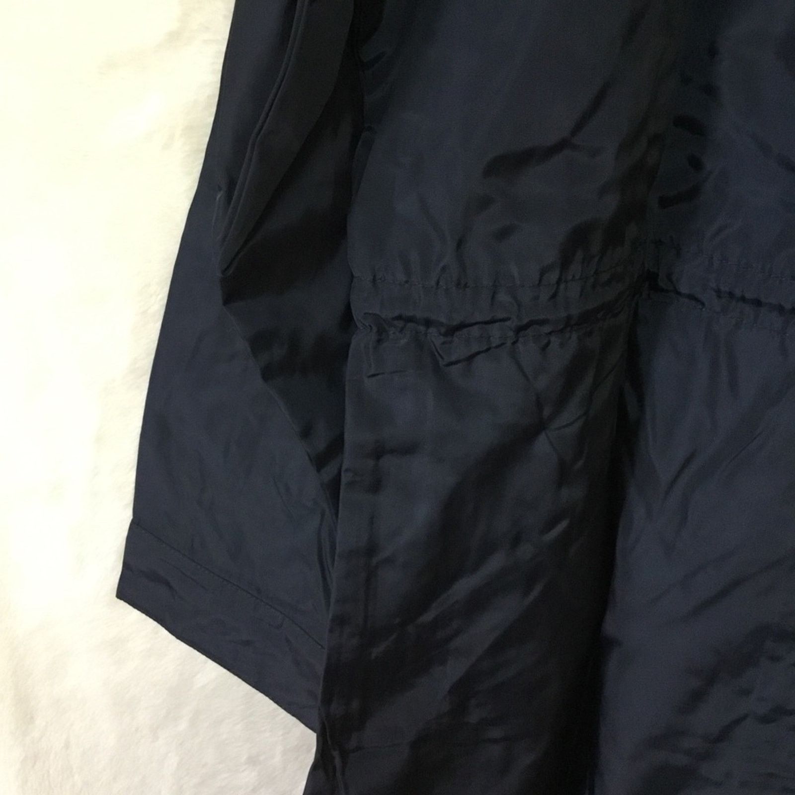 Other Navy Glossy Drawstring Trim Button-Down Coach Jacket Size S / US 4 / IT 40 - 13 Thumbnail