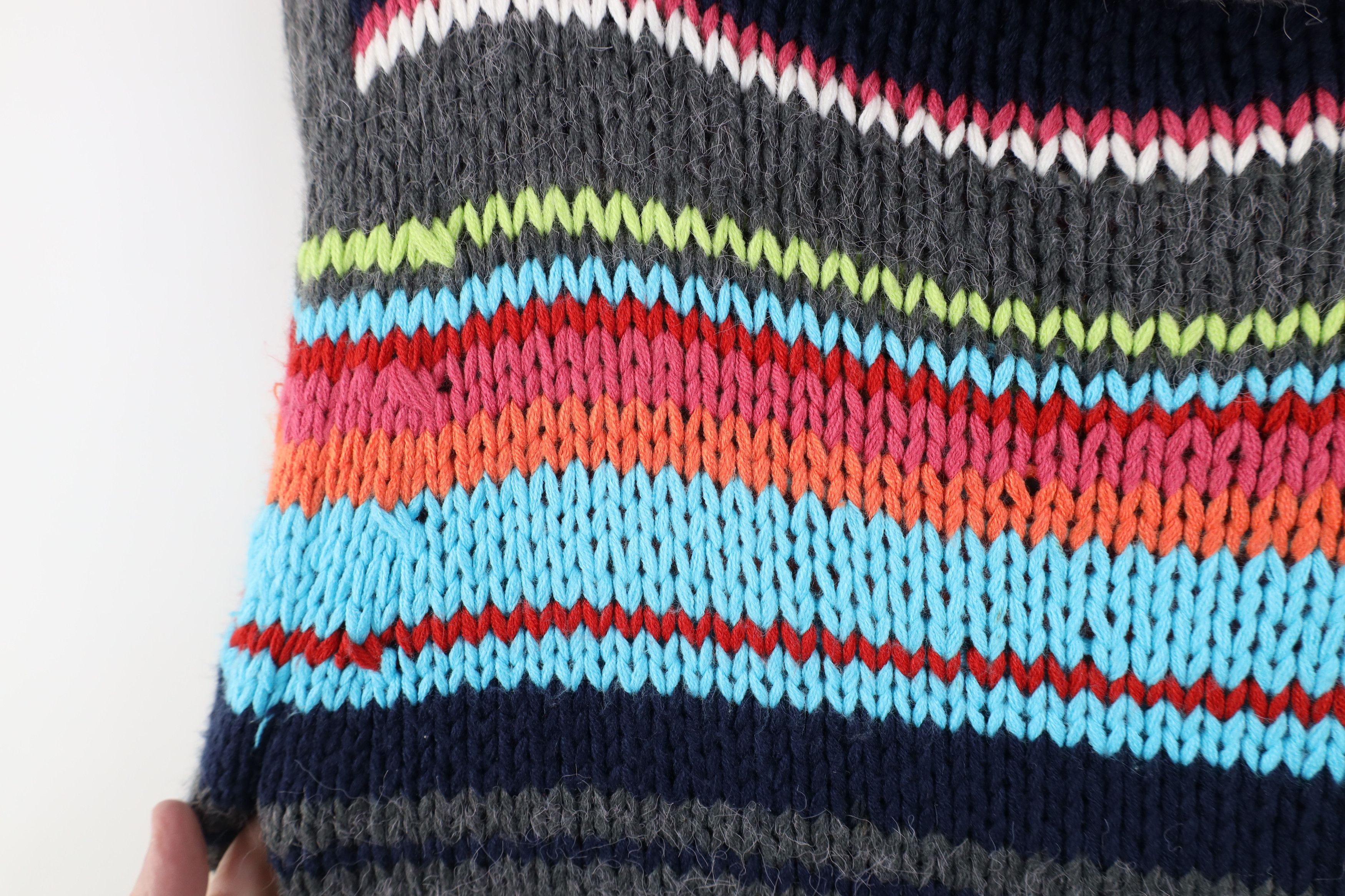 Vintage Vintage 90s Y2K Babydoll Rainbow Striped Turtleneck Sweater Size XL / US 12-14 / IT 48-50 - 6 Thumbnail