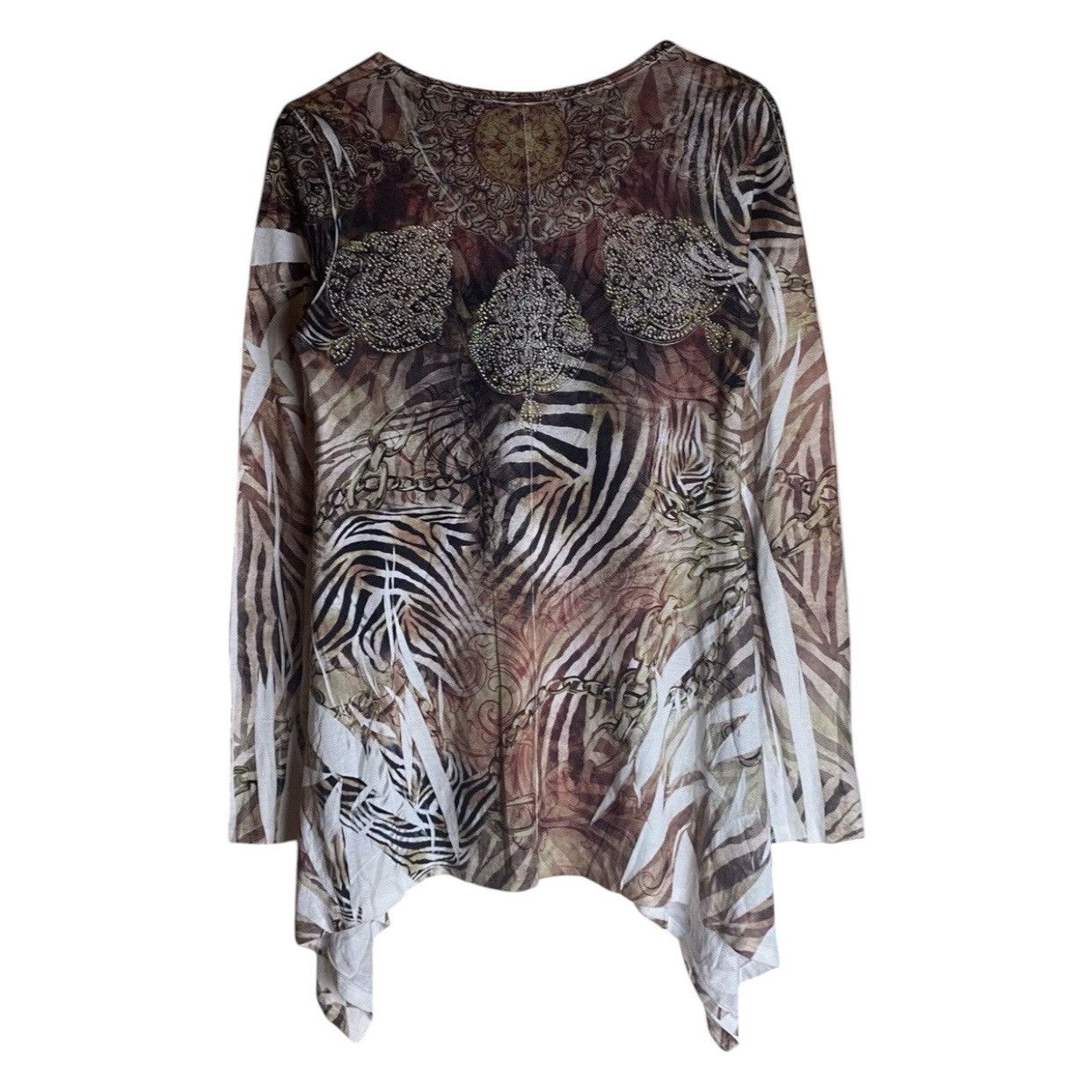 Japanese Brand Vocal Embellished Animal Print Sharkbite Hem Long Sleeve Size S / US 4 / IT 40 - 2 Thumbnail