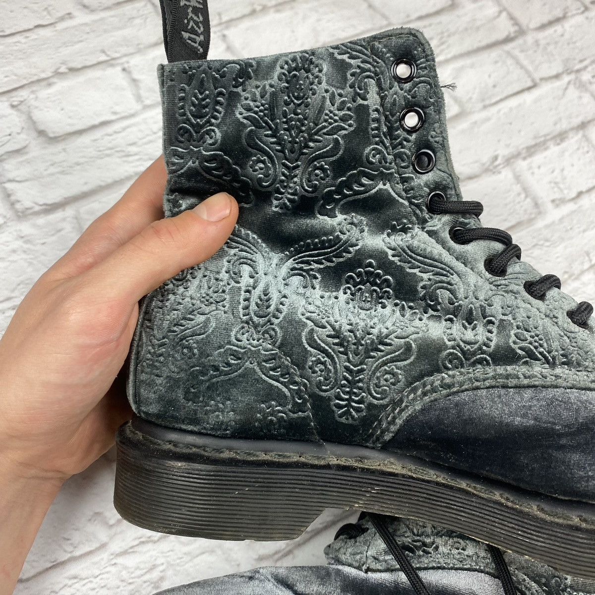 Dr Martens velour mid-calf lace-up boots