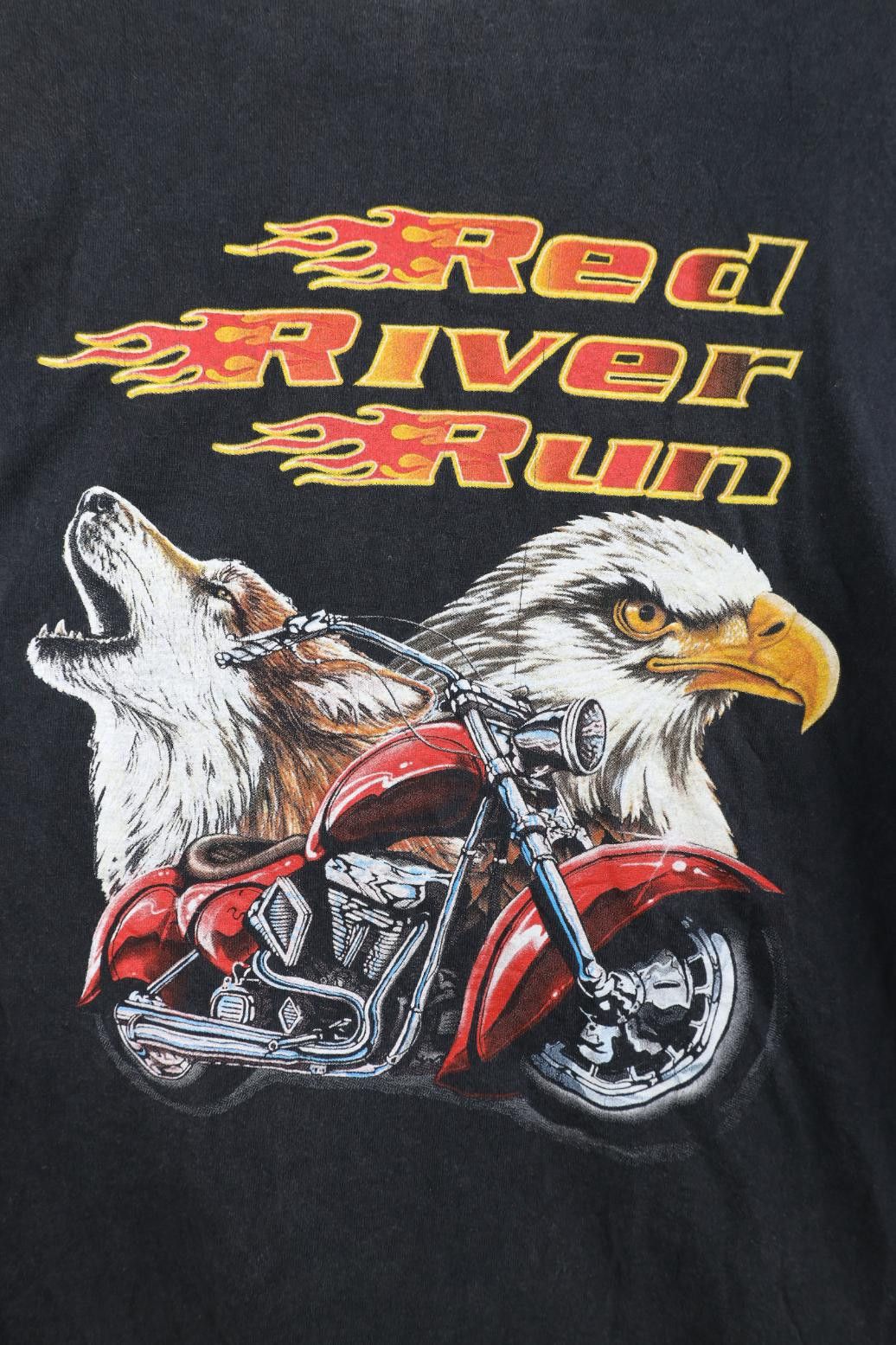 Vintage Vintage Y2K 2003 Red River Run Eagle Wolf Motorcycle T-Shirt Size US L / EU 52-54 / 3 - 10 Thumbnail