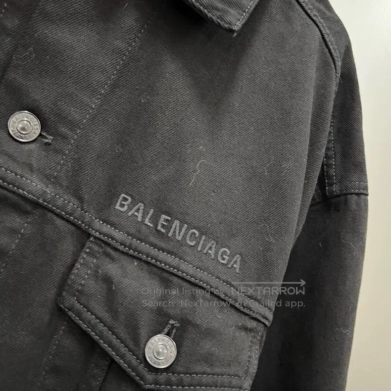 Balenciaga Balenciaga Black Washed Embroidered Logo Denim Jacket Size US S / EU 44-46 / 1 - 2 Thumbnail