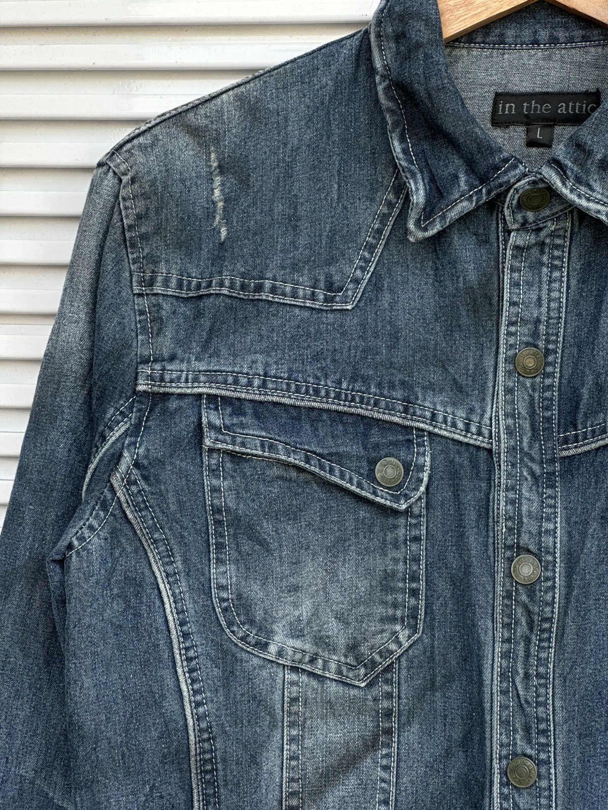 In The Attic × Japanese Brand × Vintage Vintage In The Attic Tactical Button Denim Jacket Size US L / EU 52-54 / 3 - 5 Thumbnail