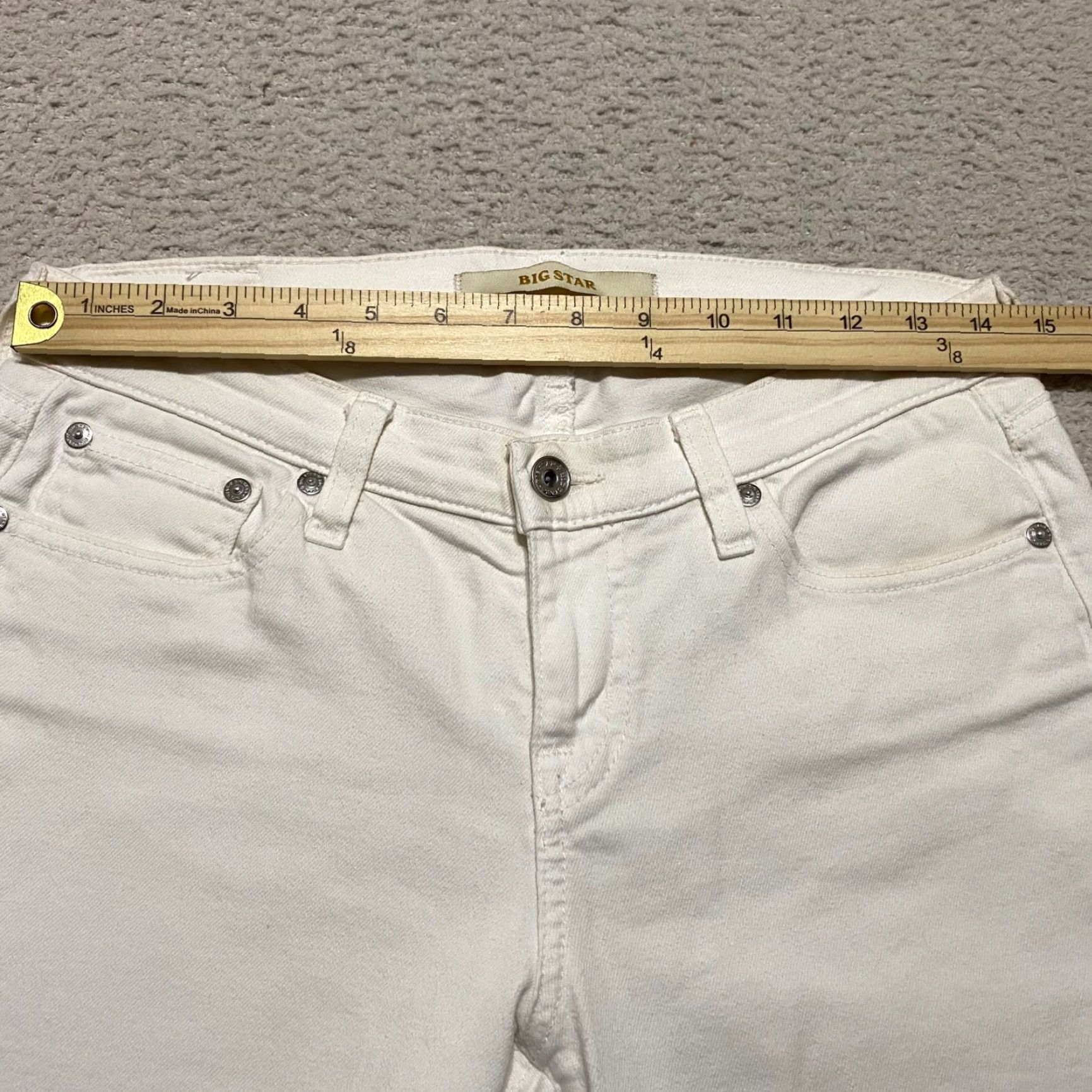 Denime BIG STAR Jeans Women Skinny Mid Rise Light Wash White 28 Inseam 26 Inseam Stretch Cotton Denim Baggy? (Wait) Size 28" / US 6 / IT 42 - 5 Thumbnail