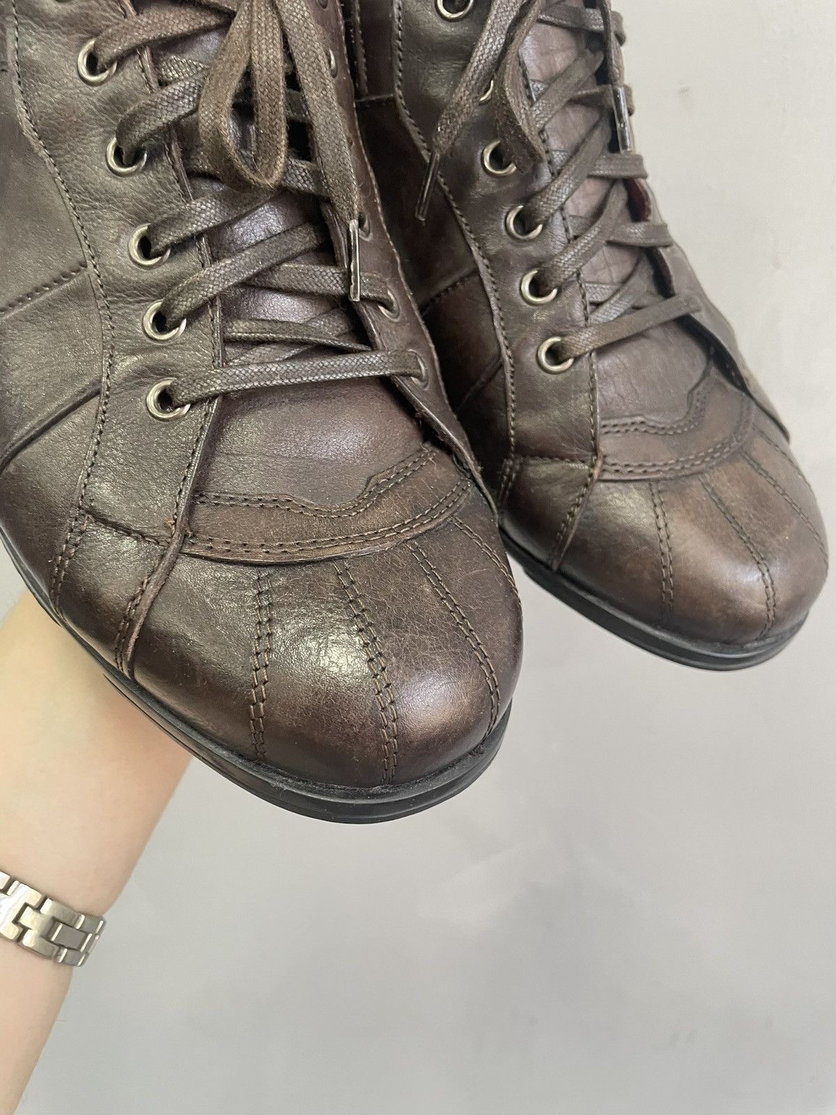 Guidi Gudi style brown leather sneakers retro 2000s low moto y2k Size US 8 / EU 41 - 4 Thumbnail