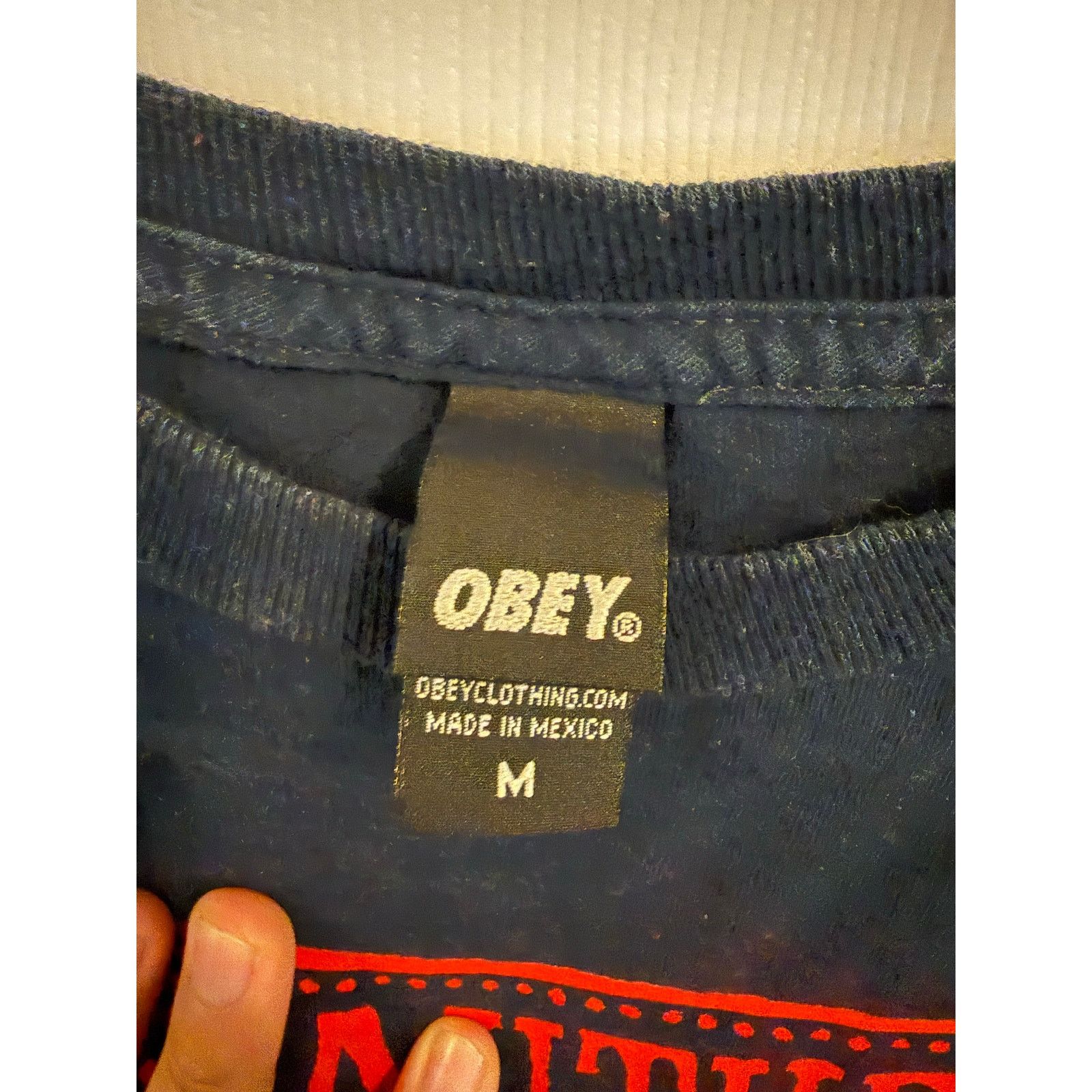Obey Obey Propaganda T-Shirt Navy Blue Red Graphic Tee Men’s M Size US M / EU 48-50 / 2 - 3 Thumbnail