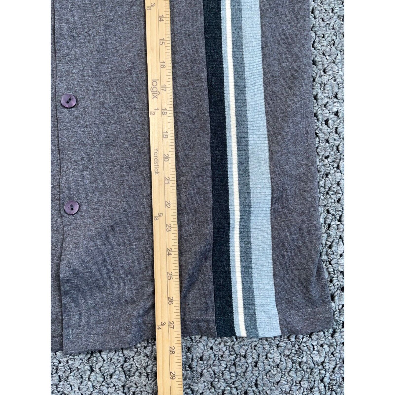 Vintage VINTAGE Left Coast Shirt Adult Large Gray Knit Striped Button-Up Casual Retro 90s Mens Size US L / EU 52-54 / 3 - 7 Thumbnail