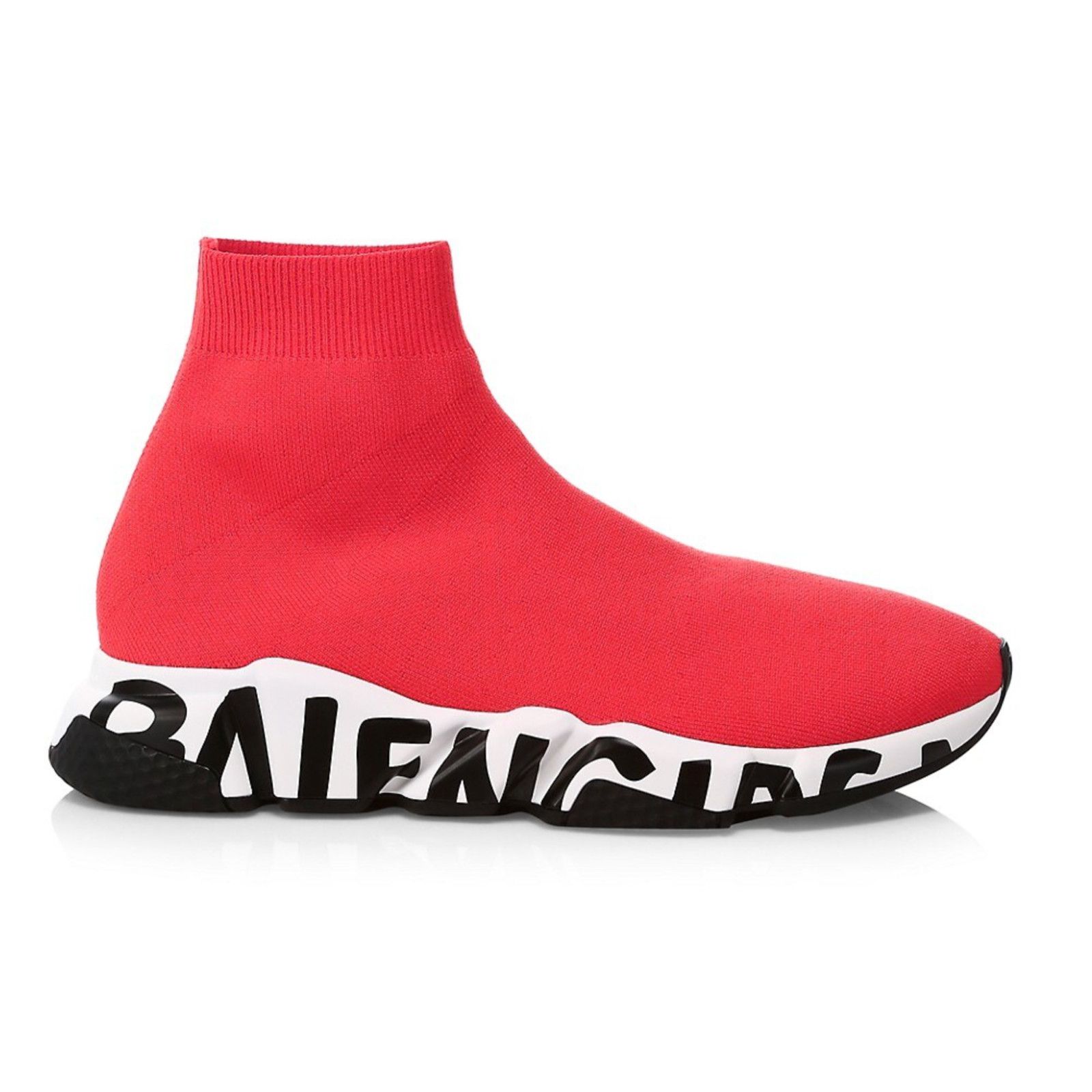 Balenciaga Balenciaga Speed LT Graffiti Sock Red Black White Logo Size US 12 / EU 45 - 1 Thumbnail