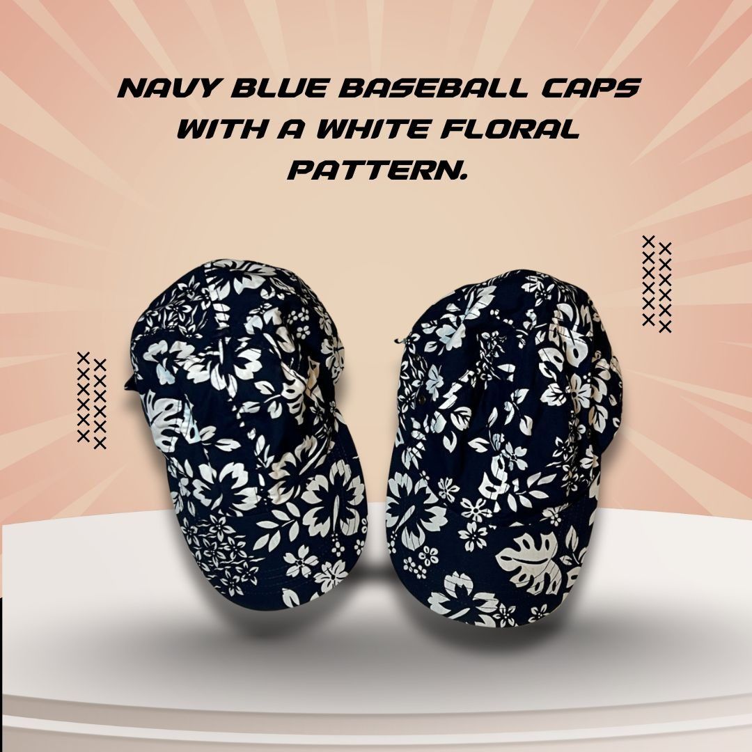 Other 2 Navy Blue Floral Baseball Caps 100% Cotton & Polyester Ble Size ONE SIZE - 1 Thumbnail