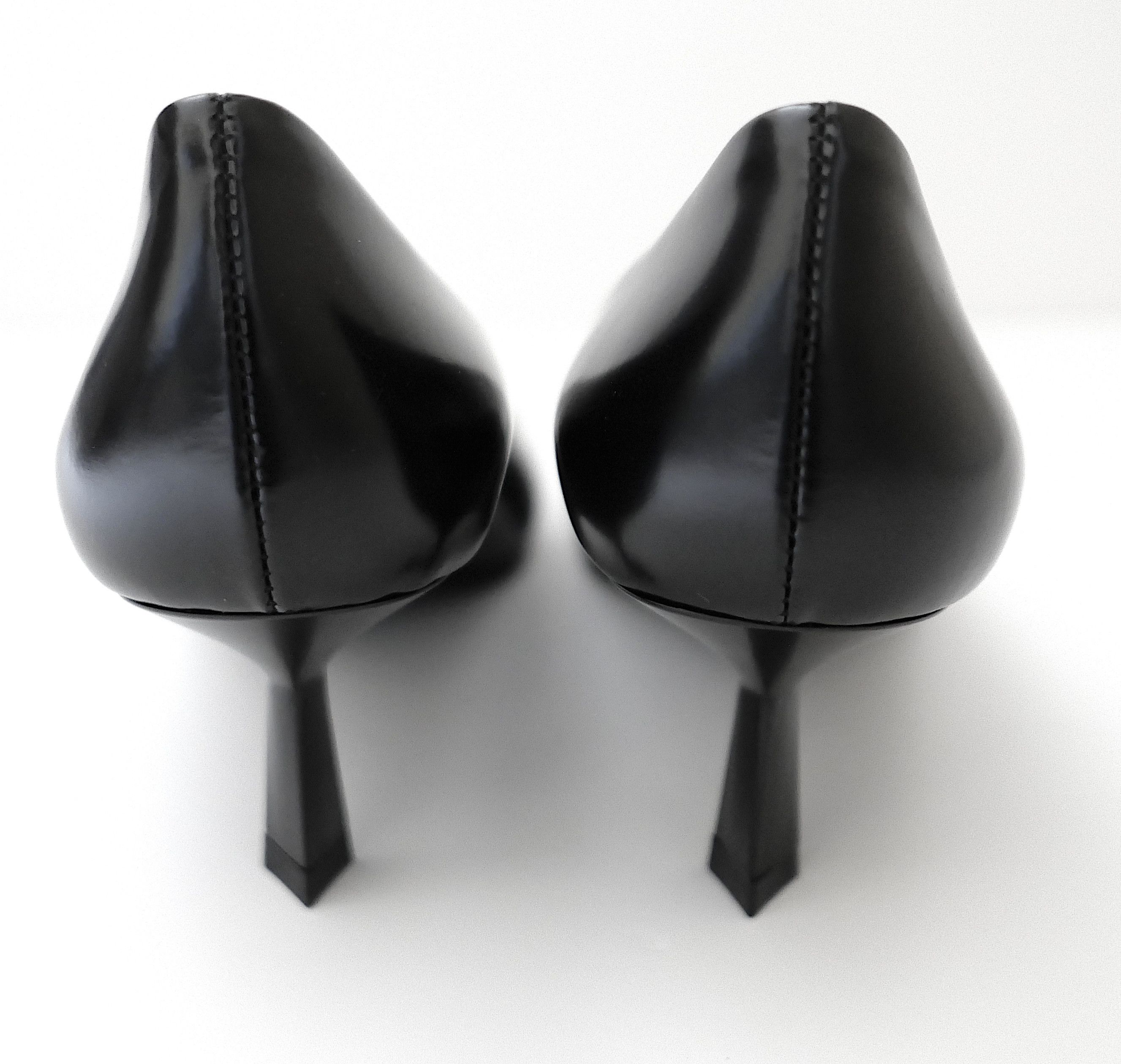 Prada Prada Mid Heel Pointed Pumps Heels Black Leather Size US 6 / IT 36 - 3 Thumbnail