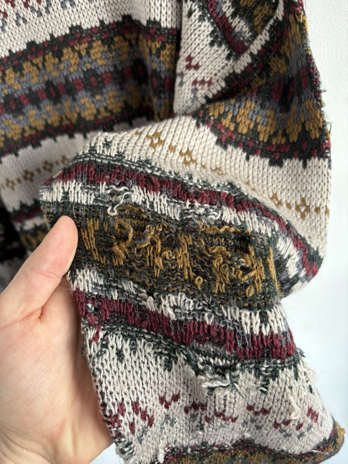 Japanese Brand Vintage Avant Garde Pattern Boxy Distressed Sweater Size US L / EU 52-54 / 3 - 16 Thumbnail