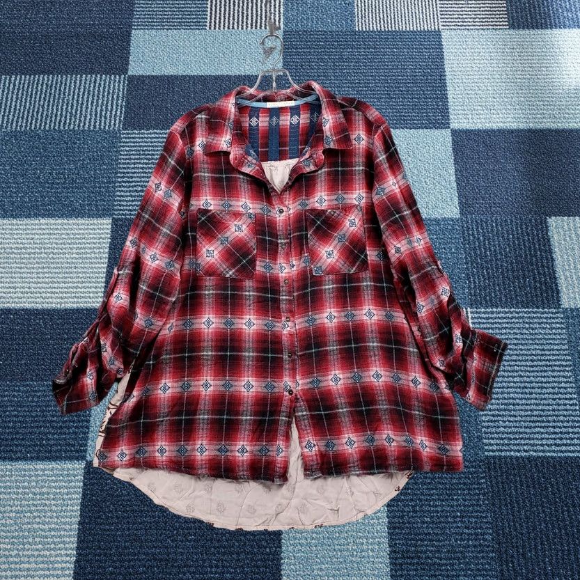 Vintage Hint of Mint Womens 3X Plus Red Black Plaid Button Up Collared Shirt Size XXL / US 16-18 / IT 52-54 - 1 Thumbnail