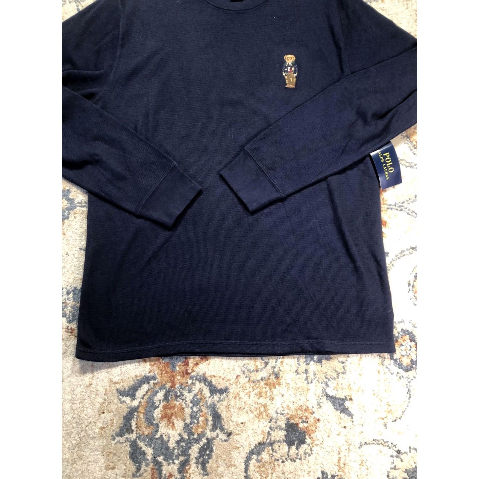 Polo Ralph Lauren Polo Ralph Lauren Sleepwear Shirt Mens XL Blue Waffle Polo Bear Long Sleeve Top Size US XL / EU 56 / 4 - 5 Thumbnail