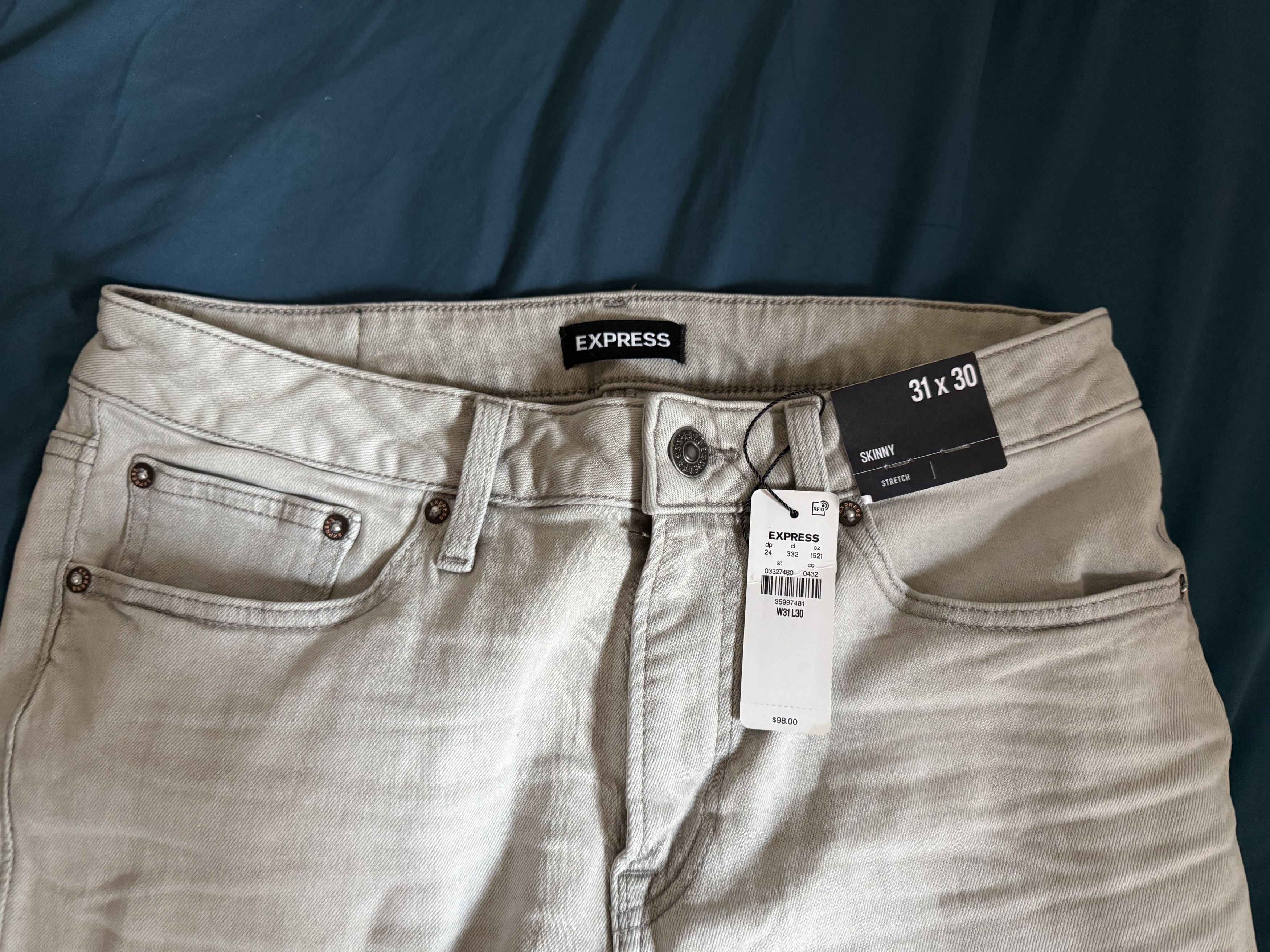 Express Express Skinny Grey Hyper Stretch Jeans 31x30 $98 Size US 31 - 2 Thumbnail