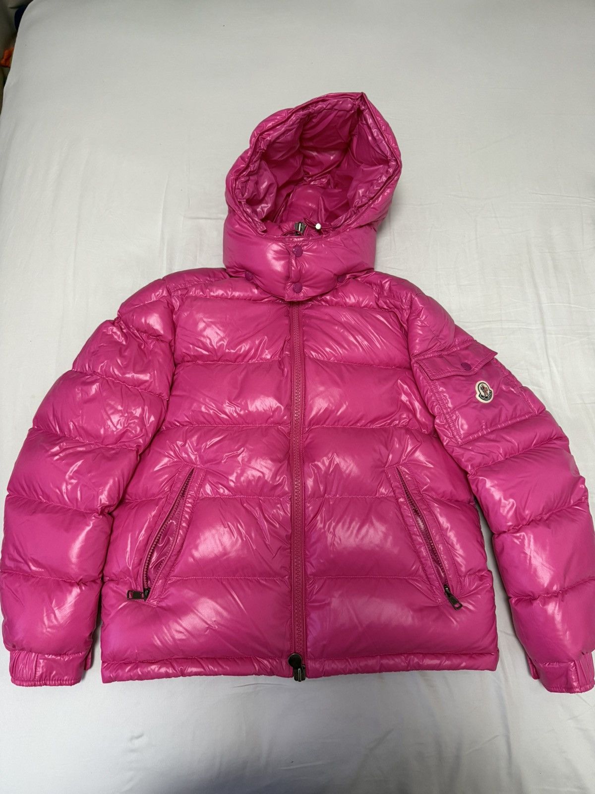 Moncler Moncler Pink Puffer Jacket Hooded Glossy Down Coat Size S / US 4 / IT 40 - 3 Thumbnail