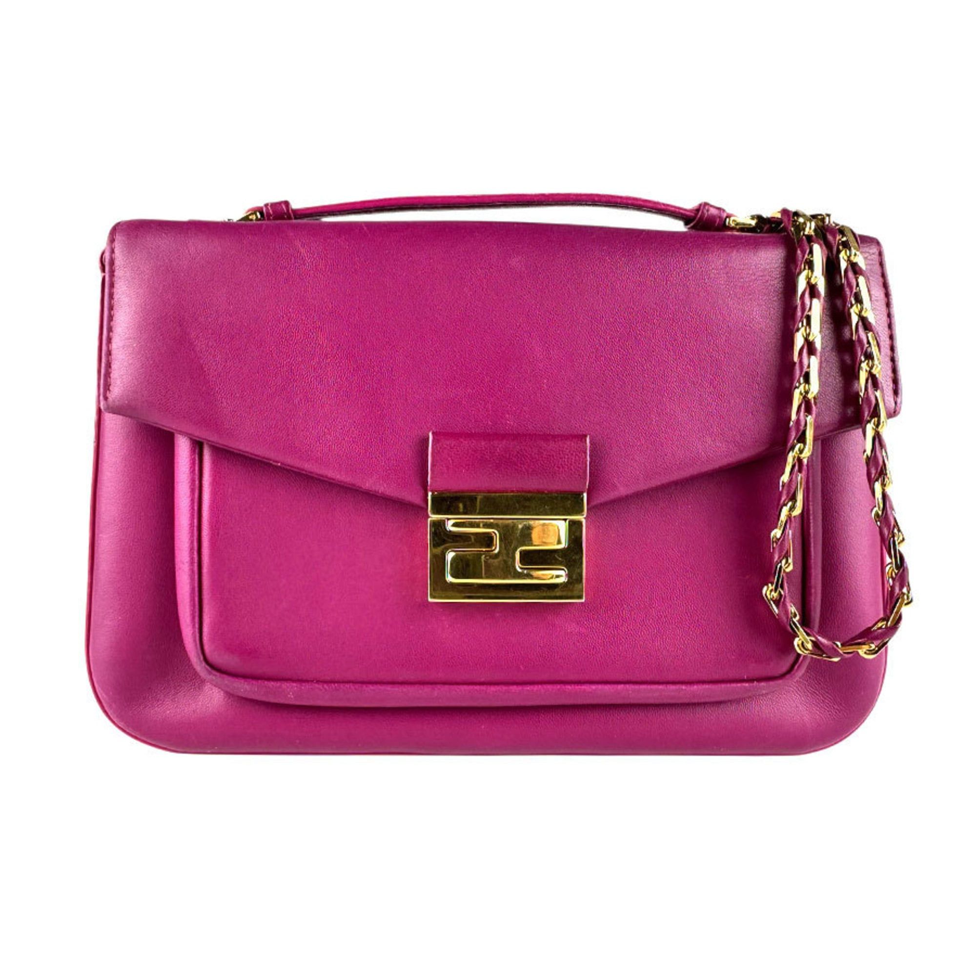 Fendi Magenta Leather Shoulder Bag for Women 8BR677-P05 z8360