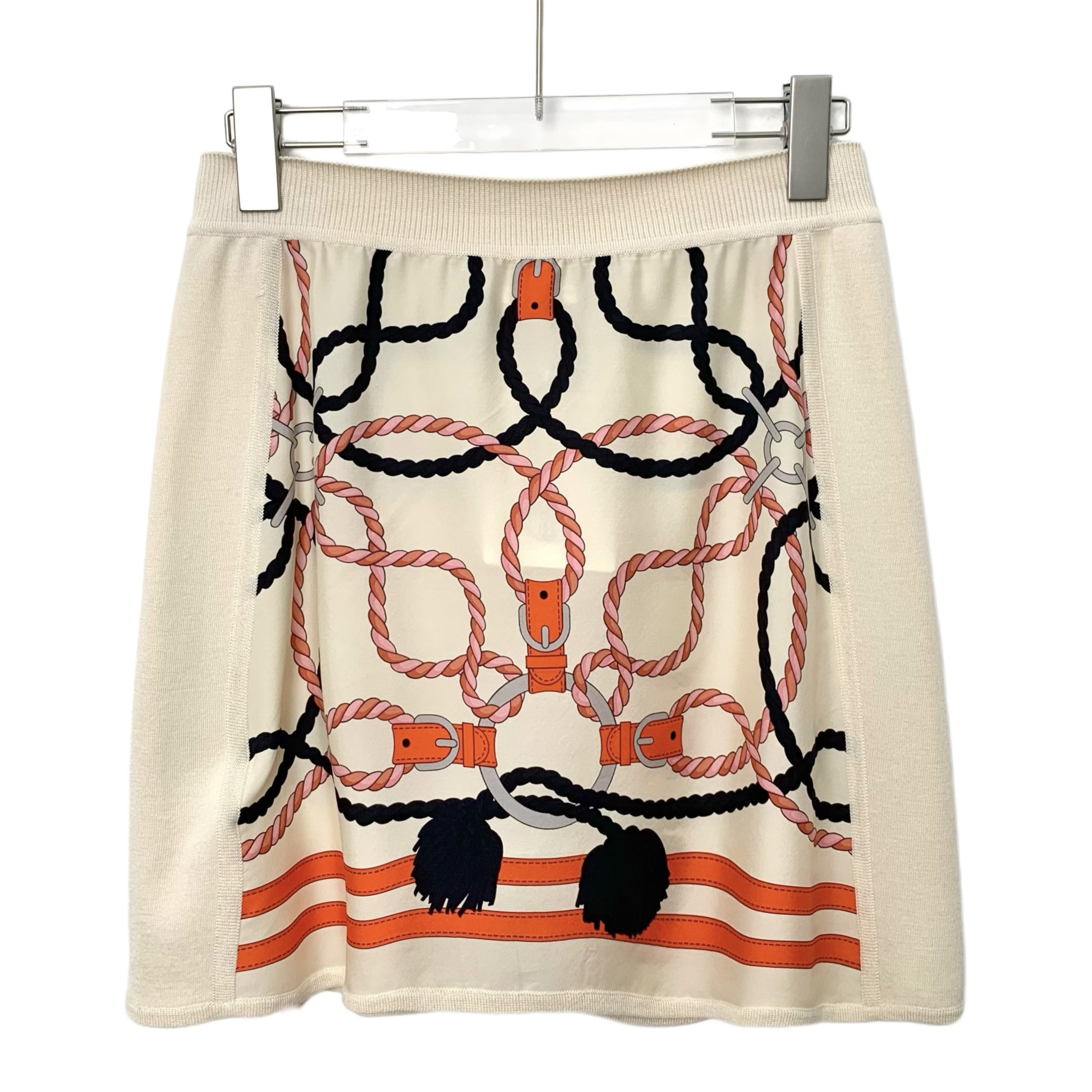 Dior Hermès Skirt – Beige Lock Rope Silk Mix (Size XS) Size 25" / US 0 / IT 36 - 7 Thumbnail