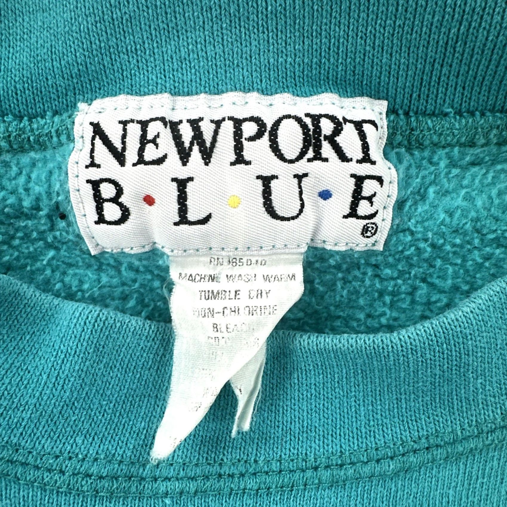 Vintage VINTAGE Newport Blue Turquoise Green 90s Boxy Crew Neck Embroidered Sweatshirt L Men Shirts Girls Size US L / EU 52-54 / 3 - 7 Thumbnail