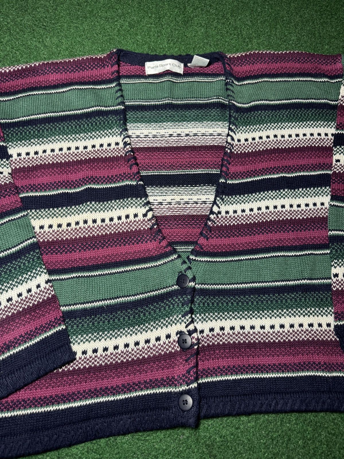 Vintage Southwestern Cardigan Vintage 90s 23x22 Cropped Boxy Sweater Size L / US 10 / IT 46 - 2 Thumbnail