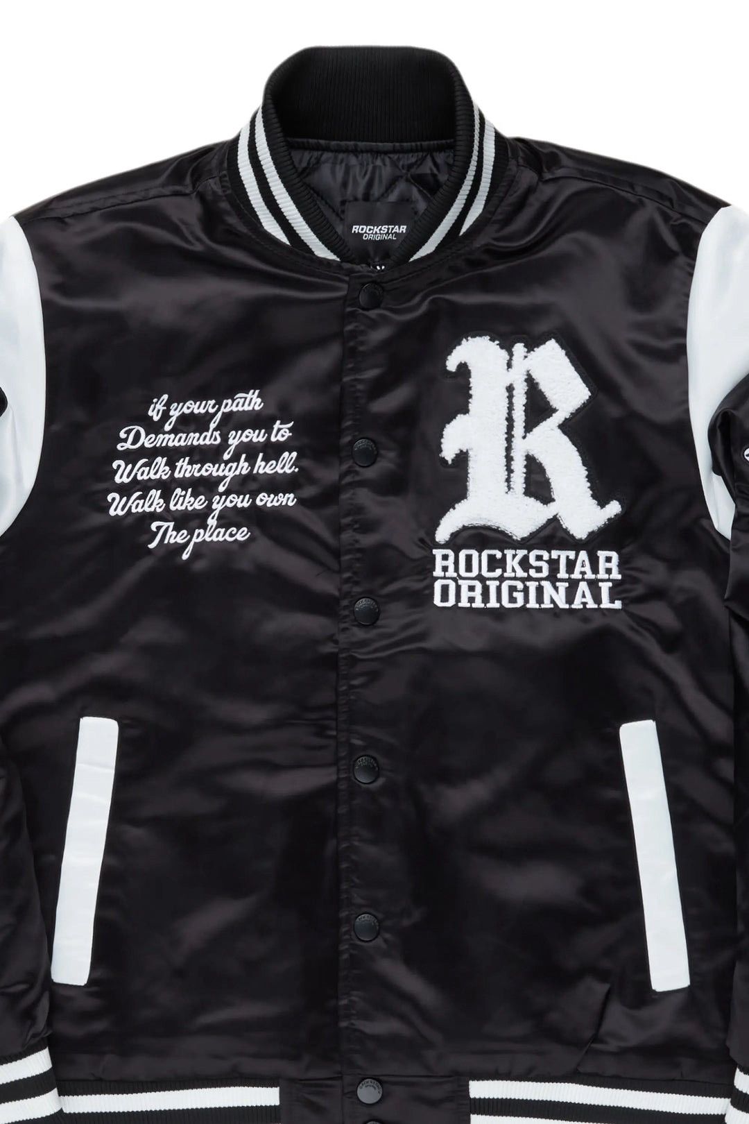 Rockstar Original Black White Varsity Street Jacket Large L