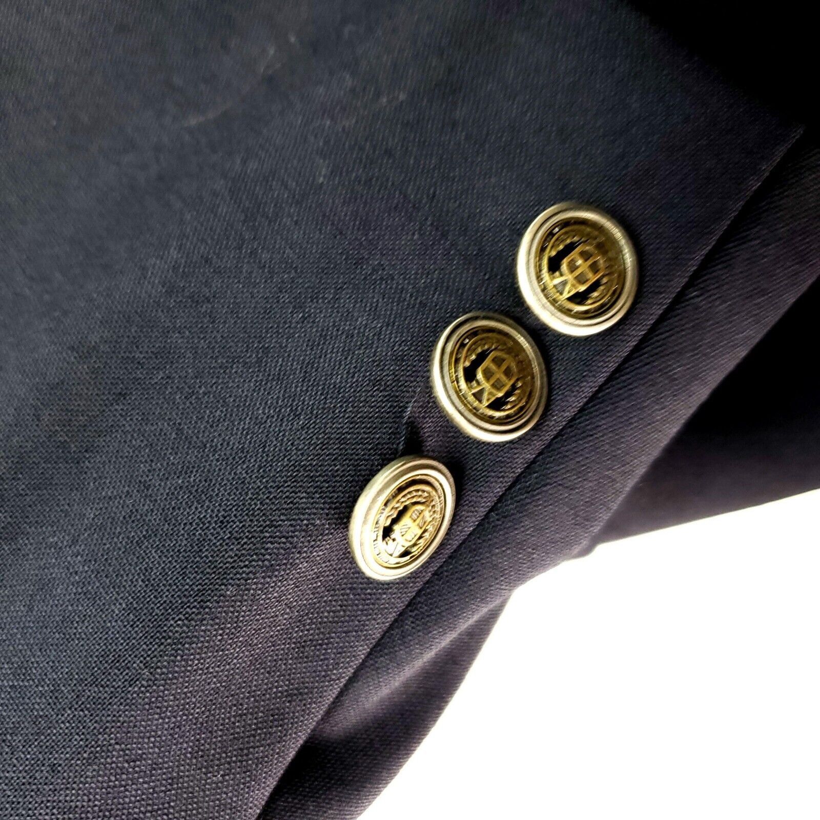 Alan Flusser Alan Flusser 3 Silver Gold Button Blazer 44L Solid Blue Size 44L - 12 Thumbnail