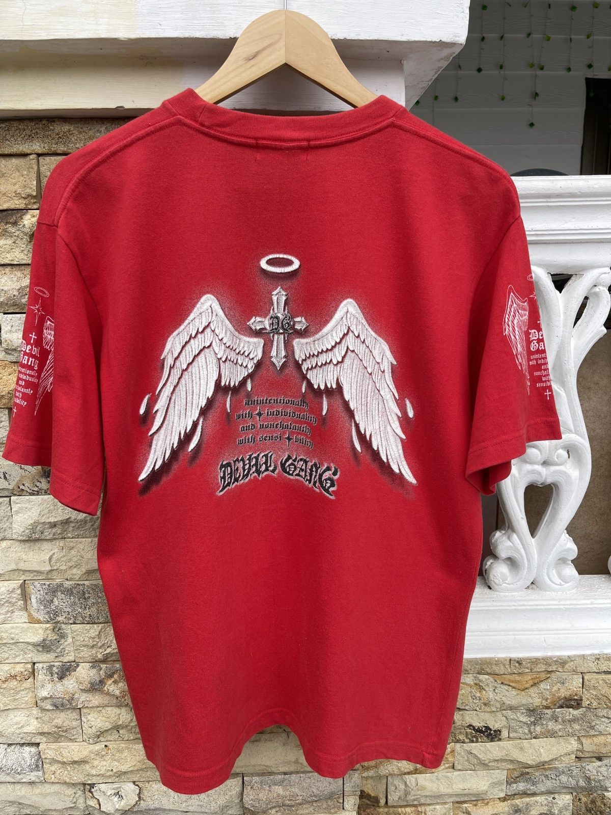 Affliction Rare🔥Vintage Devil Gang Bird Wing Cross ERD GRUNGE TEE Size US L / EU 52-54 / 3 - 1 Thumbnail