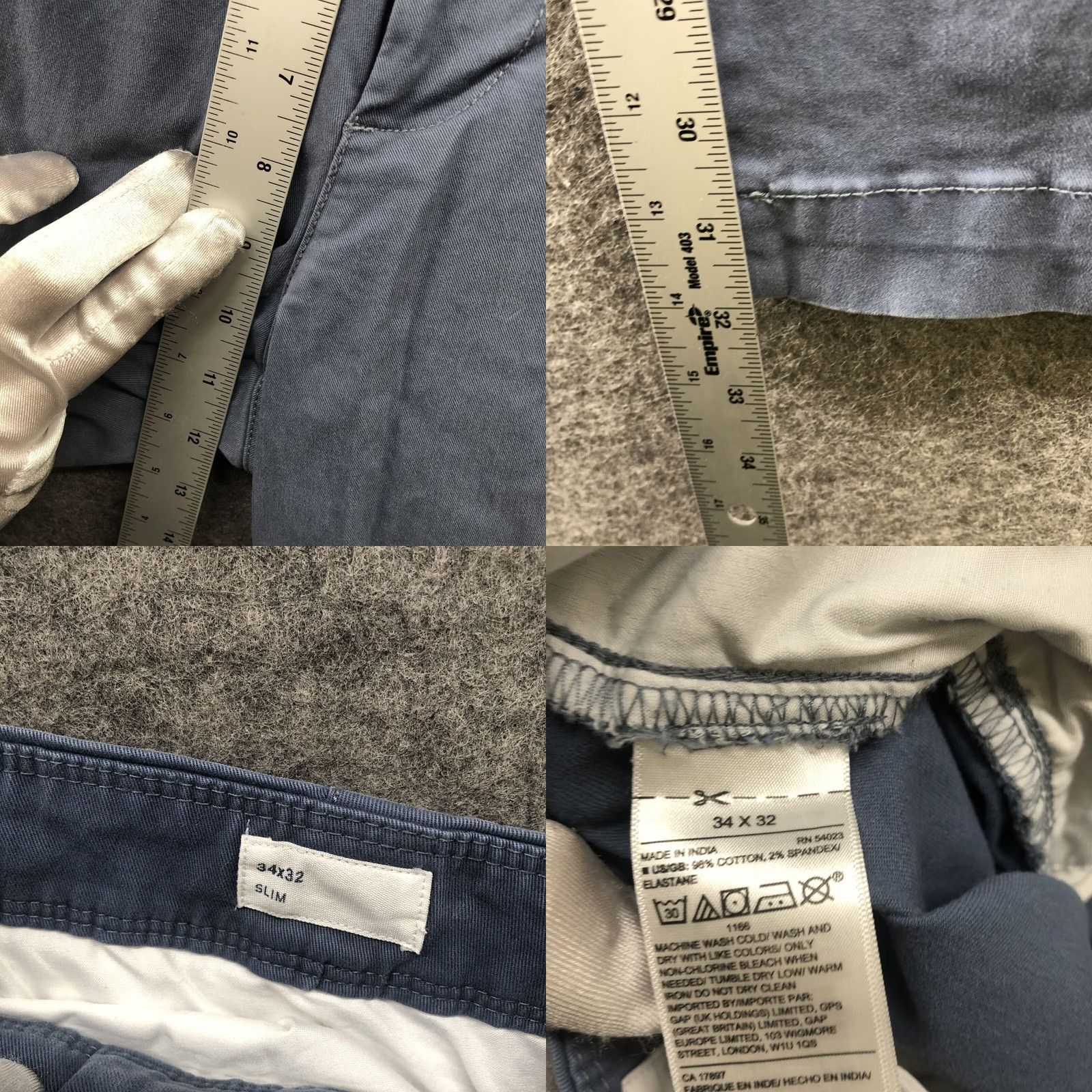 Gap Gap Lived In Slim Chino Pants Mens 34x32 Blue Pearl Stretch Flat Front Size 34 Regular 32 Inseam Cotton Blend Size US 34 / EU 50 - 8 Thumbnail