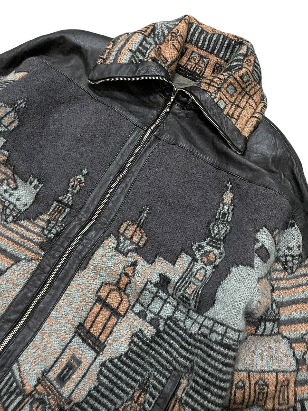 Japanese Brand Valley Japan Art Church Knit Leather Trim Jacket Size US XL / EU 56 / 4 - 3 Thumbnail