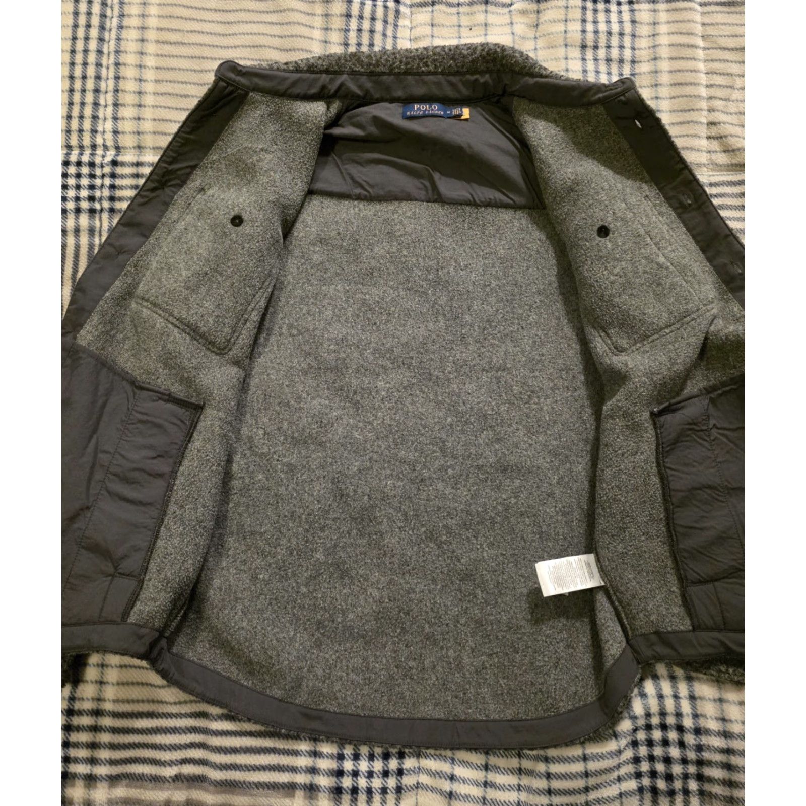 Polo Ralph Lauren Polo Ralph Lauren Shirt Jacket Gray Men M Fleece Polyester Button Up Brushed Casual Outwear Mid-Length Pockets Size US M / EU 48-50 / 2 - 3 Thumbnail