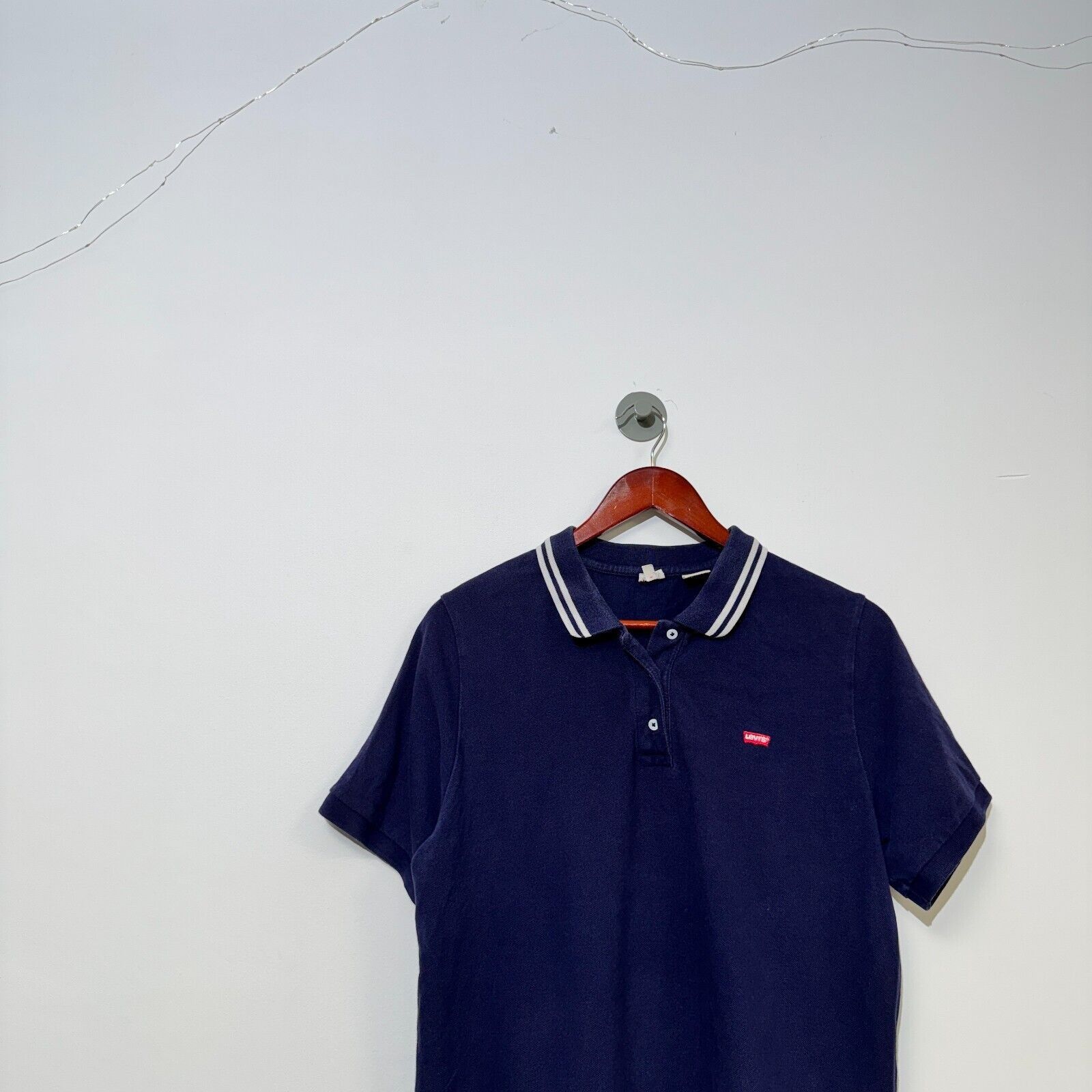 Levi's × Vintage Vintage Levis Unisex Navy Blue Cotton Polo Shirt Size L 90s Size US L / EU 52-54 / 3 - 4 Thumbnail