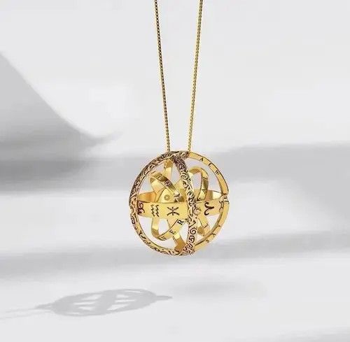 Diamond Pendant x Jewelry Gold Color Astronomical Ball Pendant Necklace, Men's