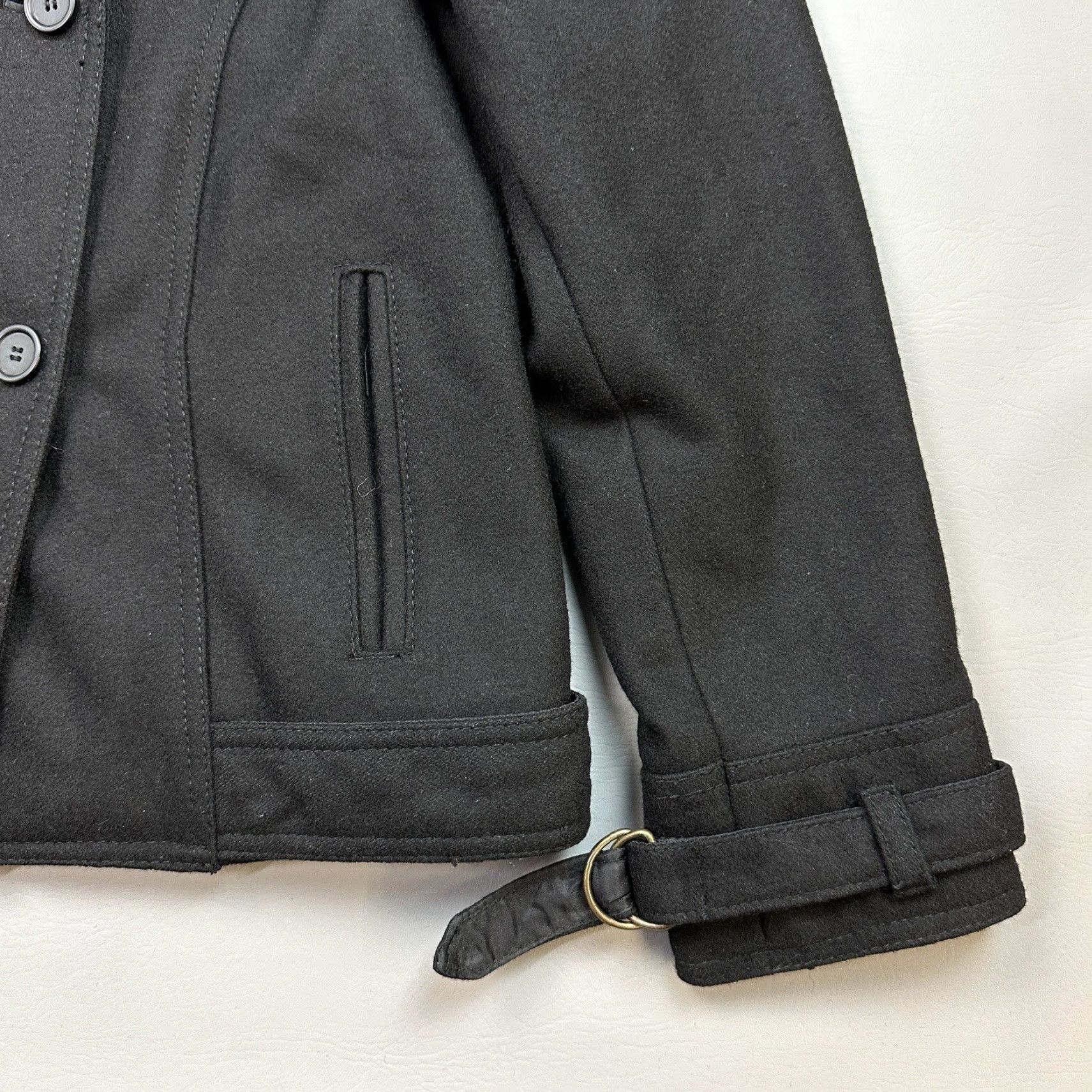 Disney VINTAGE Disney Peacoat Jacket Women's M Black Wool Blend 71 Logo Embroidered Button, Logo, Collared, Inner Pockets, Dry Clean Only, 80s 90s Theme Size M / US 6-8 / IT 42-44 - 4 Thumbnail