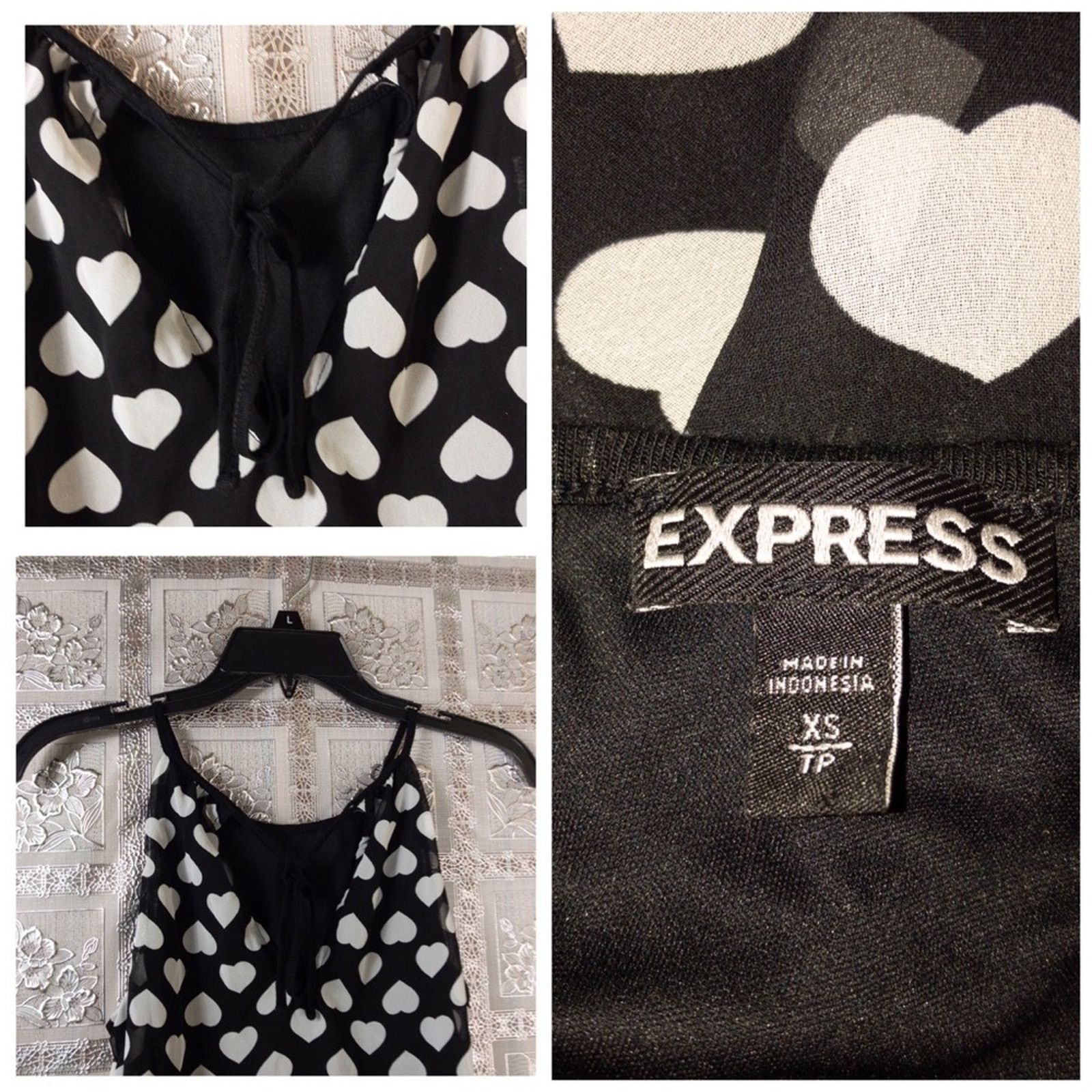Express Express Heart Print Tie Back Blouse Halter Top Size XS / US 0-2 / IT 36-38 - 8 Thumbnail