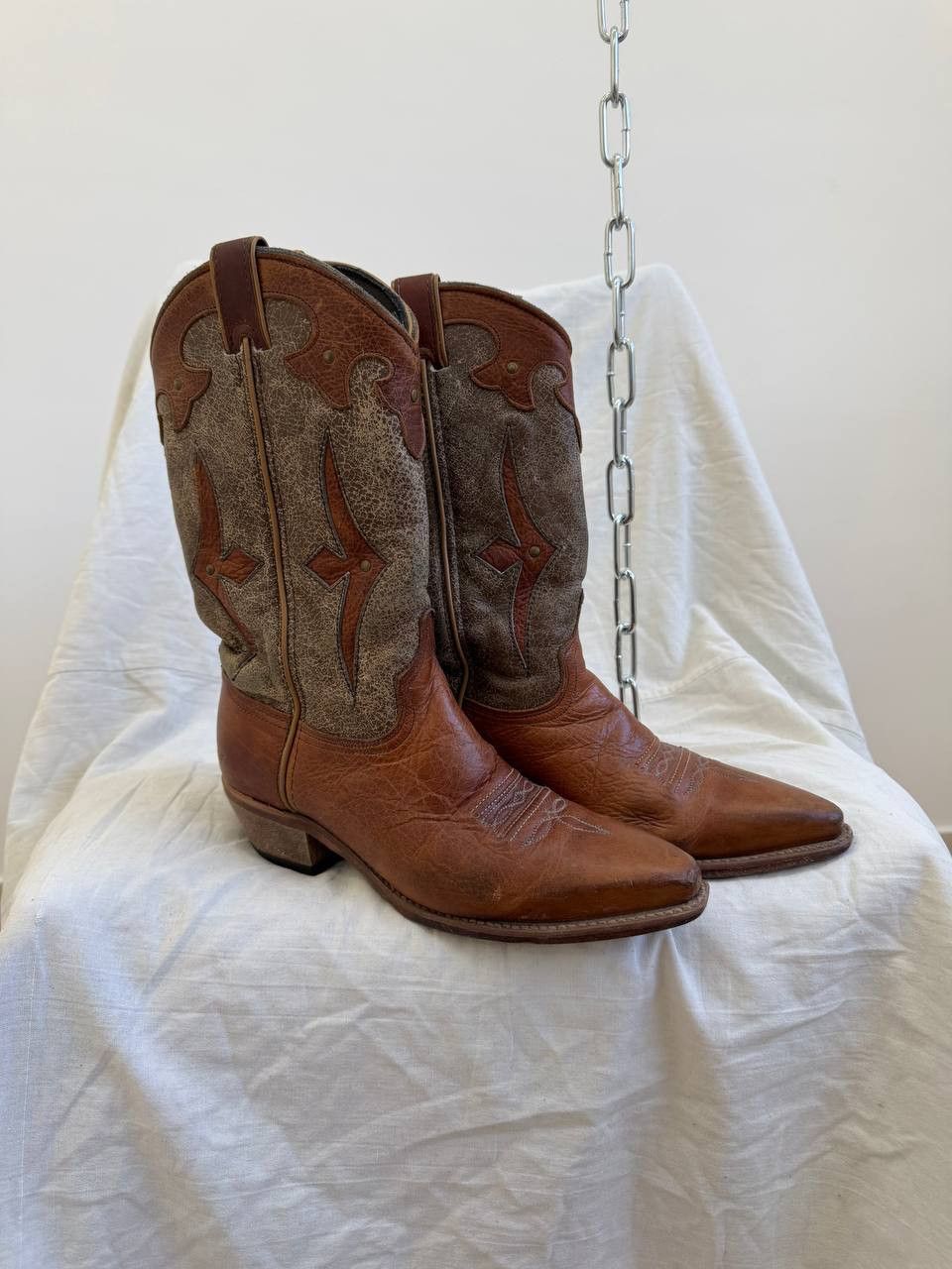 14th Addiction Western Style python snake Leather Cowboy Boots Studded 41 Size US 7 / EU 40 - 2 Thumbnail