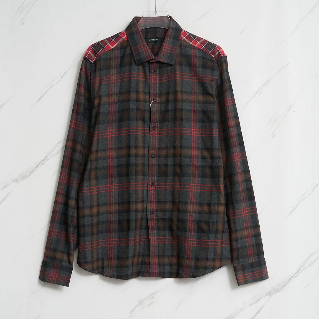 Givenchy Givenchy Men's Plaid Patchwork Shirt Size US M / EU 48-50 / 2 - 1 Thumbnail
