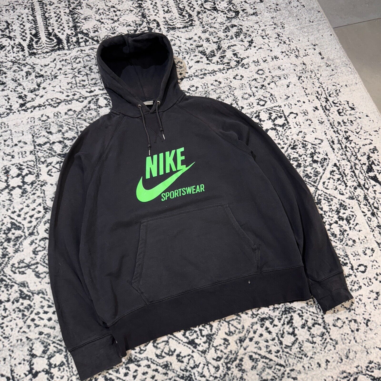 Nike × Vintage Nike Black Cotton Hoodie Size XL Y2k 90s Center Swoosh Size US XL / EU 56 / 4 - 3 Thumbnail