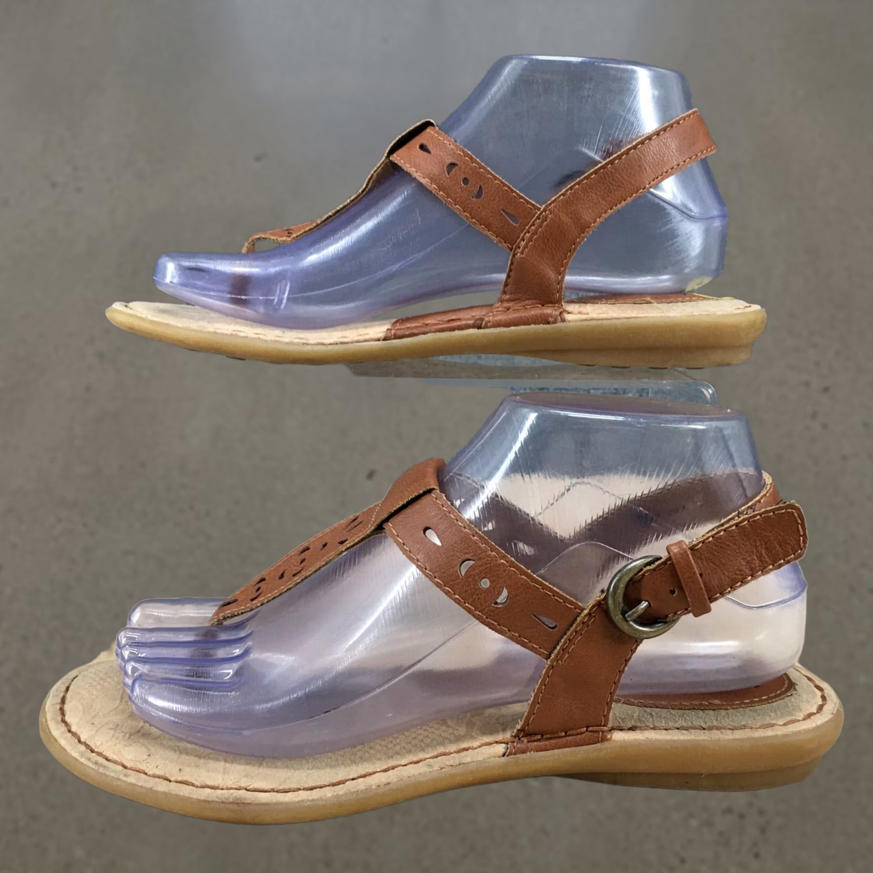Born BOØRN Concept Sandals Womens 7 M TStraps Slingback Thong Flats Brown Sandals Womans Shoe Size US 7 / IT 37 - 1 Thumbnail
