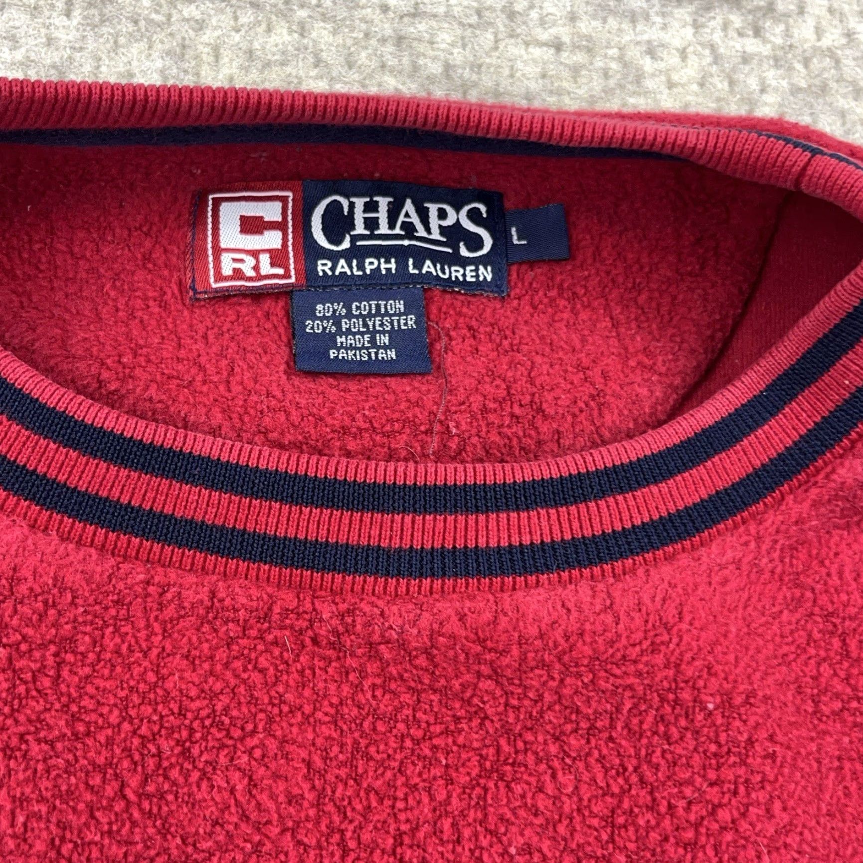 Chaps VINTAGE Chaps Ralph Lauren Sweatshirt Men XL Red Crewneck Fleece Knit Pullover Long Sleeve Buttoned Warm 90s Y2K Mens Size US XL / EU 56 / 4 - 4 Thumbnail