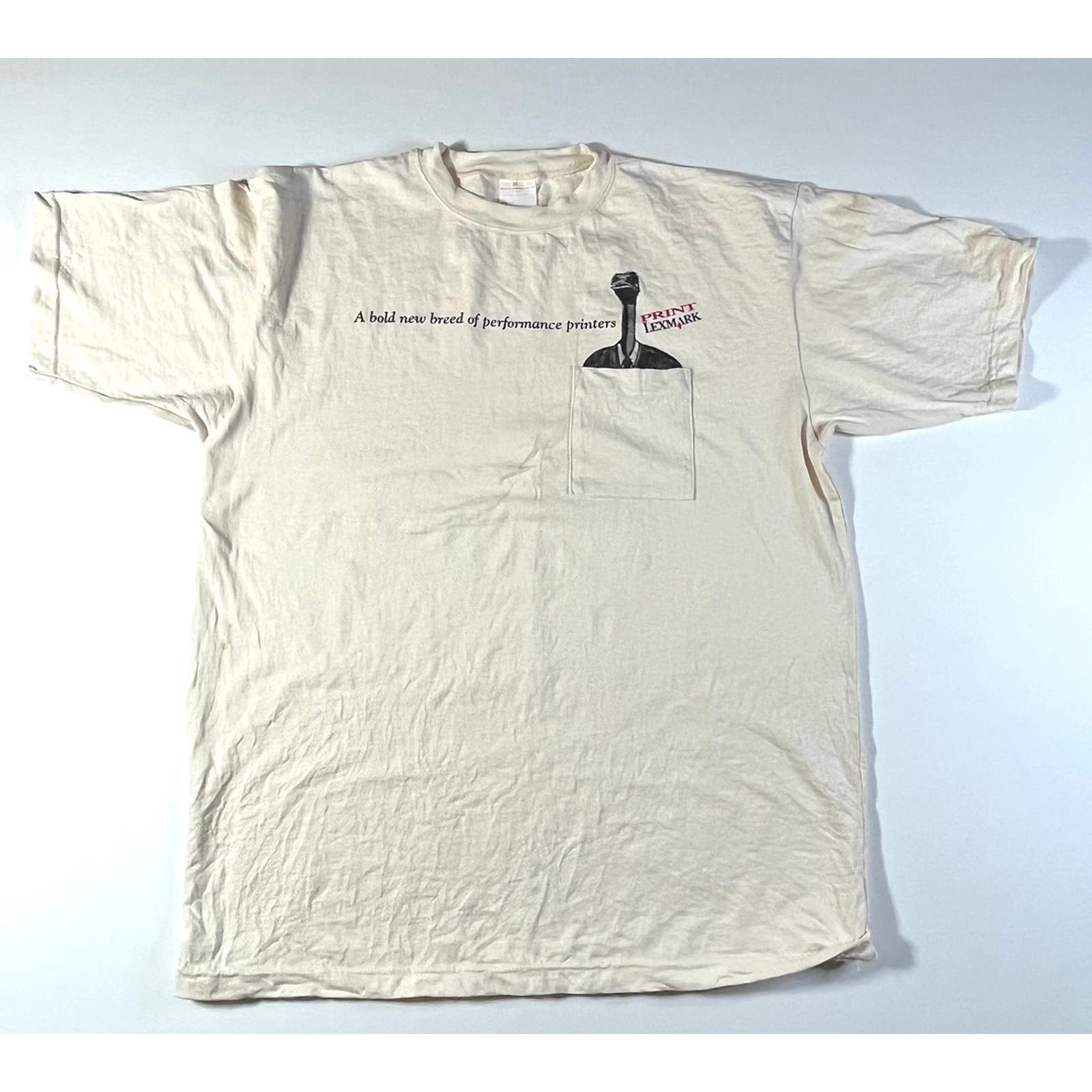 Vintage Vintage 1990’s Lexmark Emu Graphic T-shirt XL Tan Size US XXL / EU 58 / 5 - 1 Thumbnail