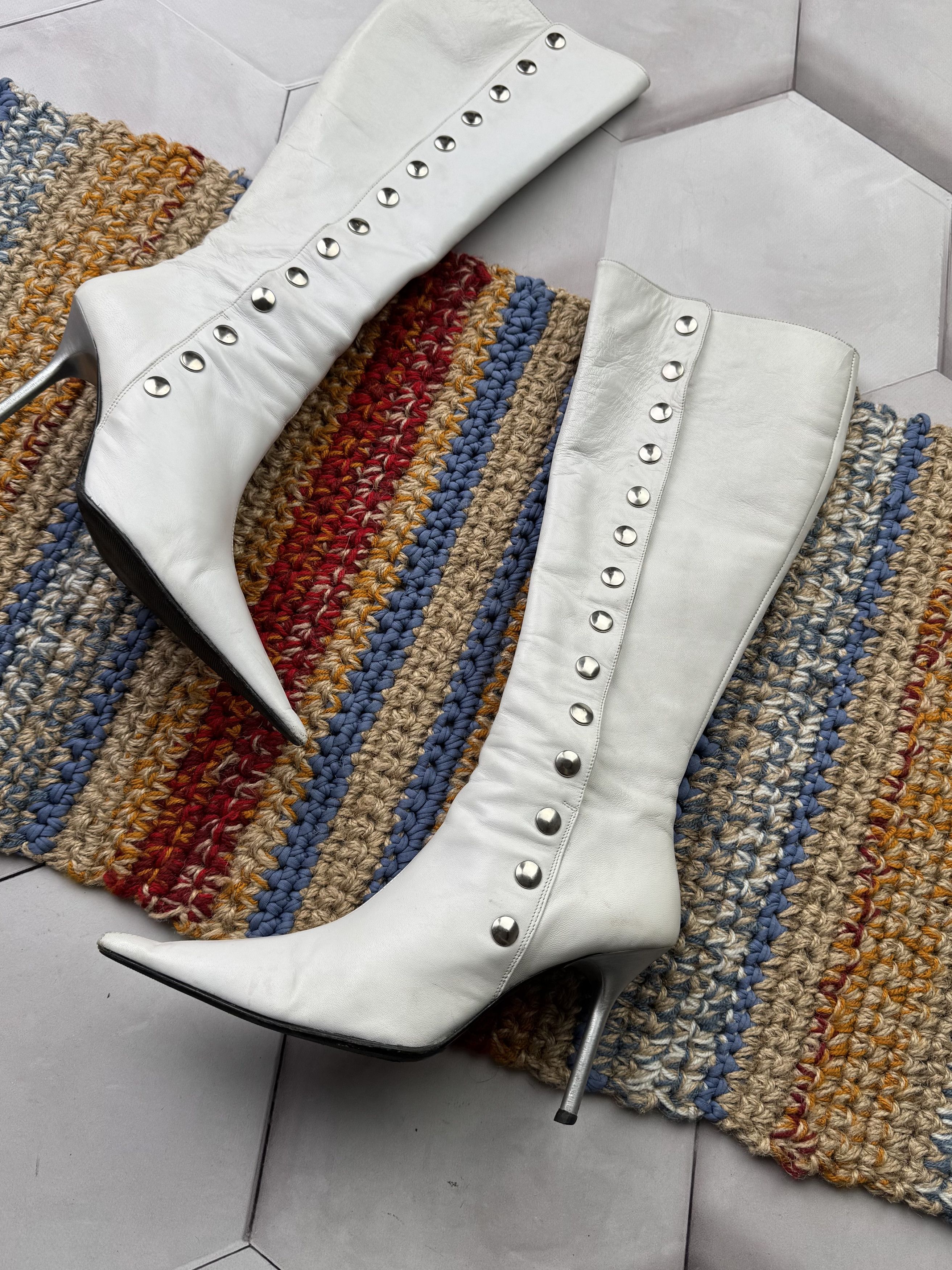 Hysteric Glamour Vintage Leather Boots With Metal Rivets Size US 5 / IT 35 - 3 Thumbnail