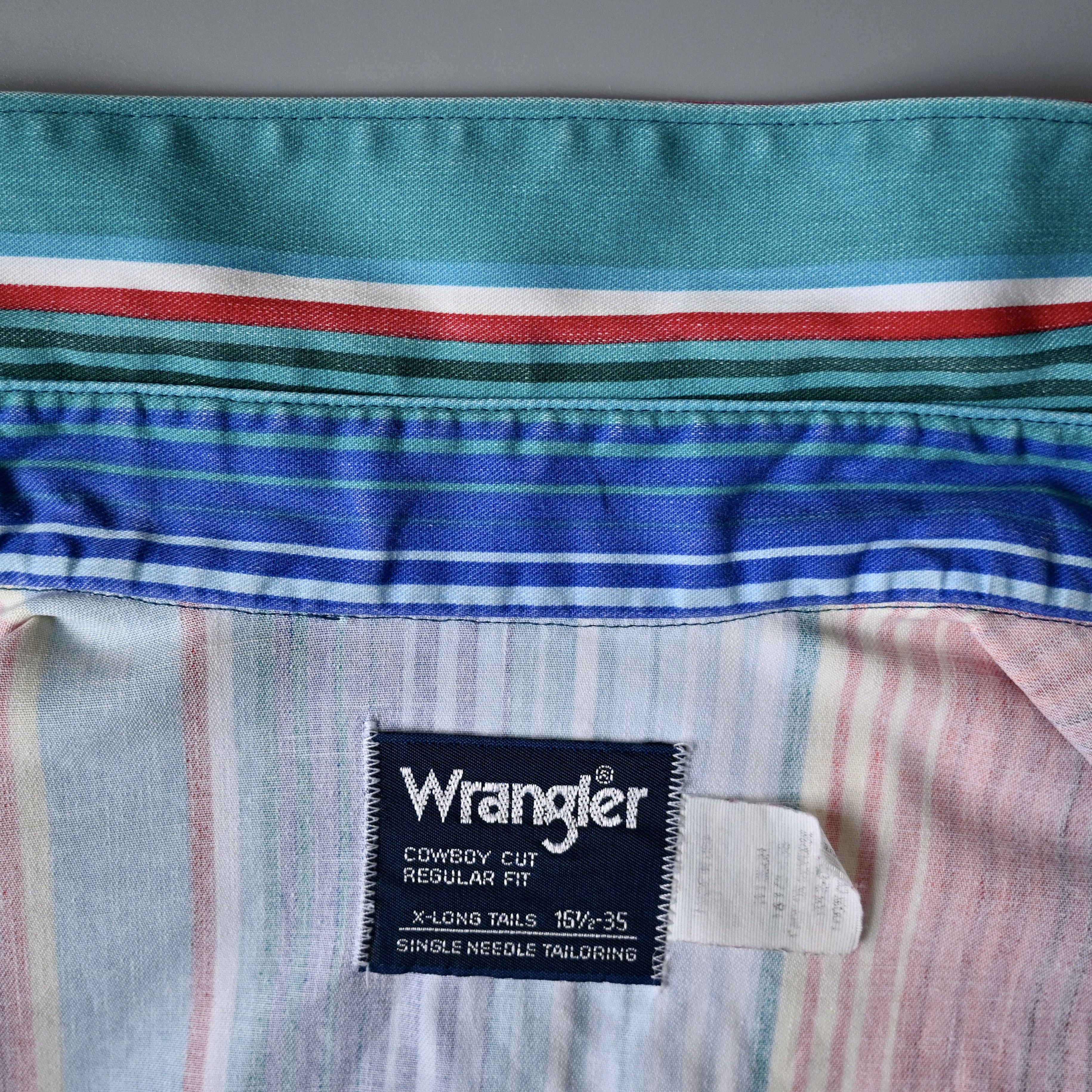 Vintage VTG Wrangler teal base sunlight stripe cotton western shirt Size US L / EU 52-54 / 3 - 16 Thumbnail