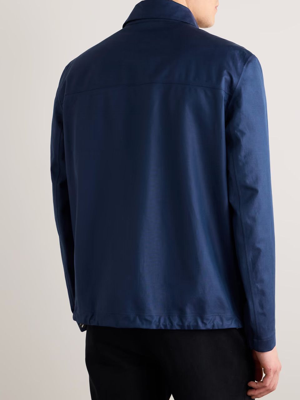 Brunello Cucinelli o1gr1nt0525 Linen & Silk Blend Windbreaker Jacket Dark Blue Size US L / EU 52-54 / 3 - 3 Thumbnail