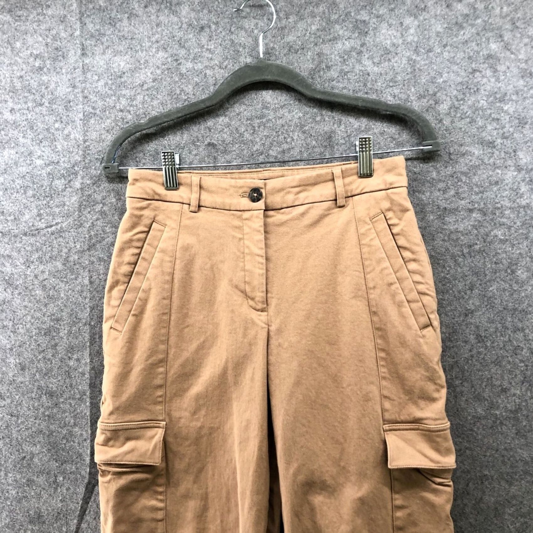 Express Express Cargo Jogger Pants Womens 4 Tan Baggy High Rise Drawstring Cargo Style Wide-Leg Pants Women's 4 Brown Cotton Blend Size 27" / US 4 / IT 40 - 3 Thumbnail