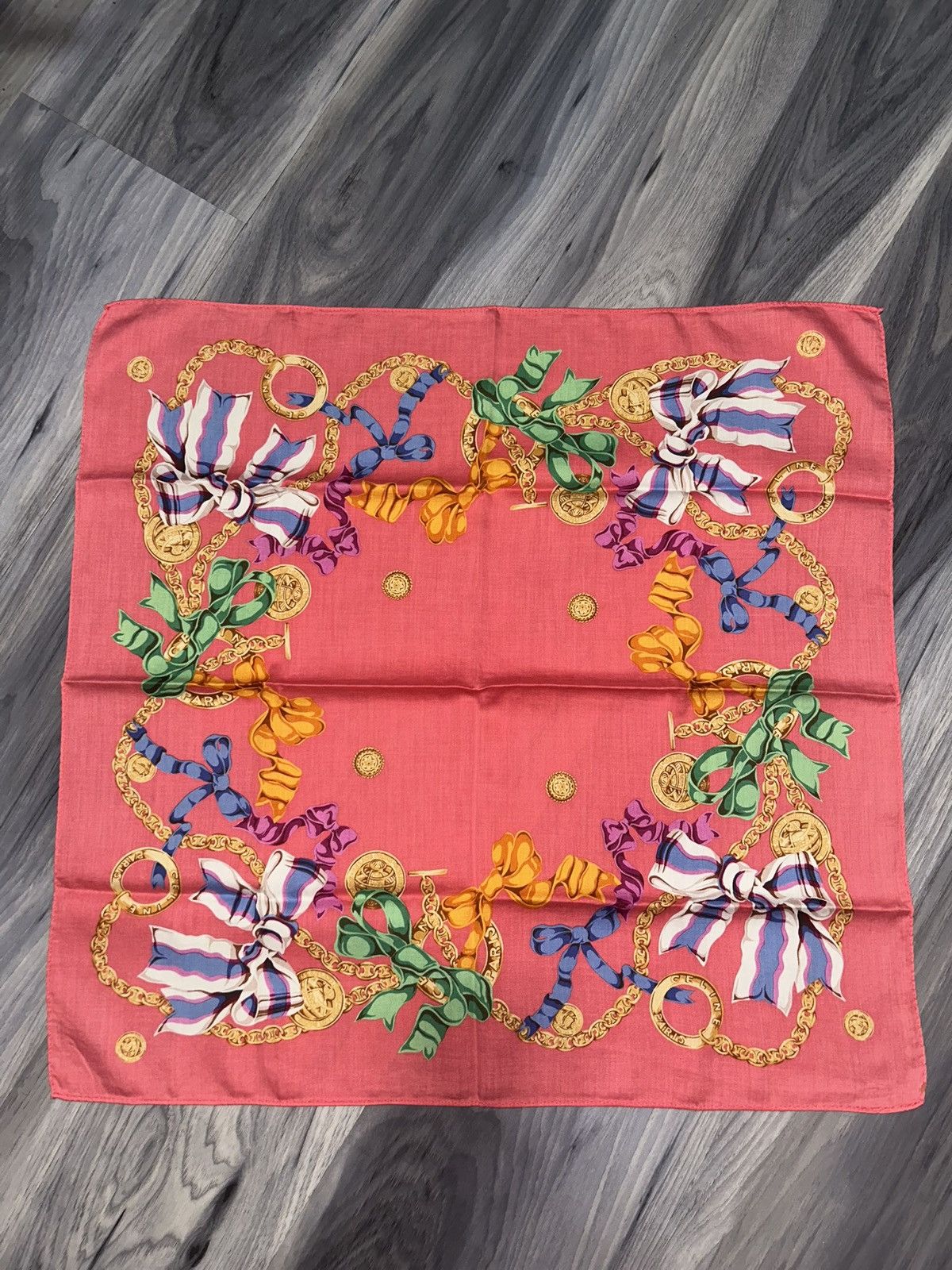 Celine Vintage Celine Pink Cotton Handkerchief w/ Chains & Ribbons Size ONE SIZE - 3 Thumbnail