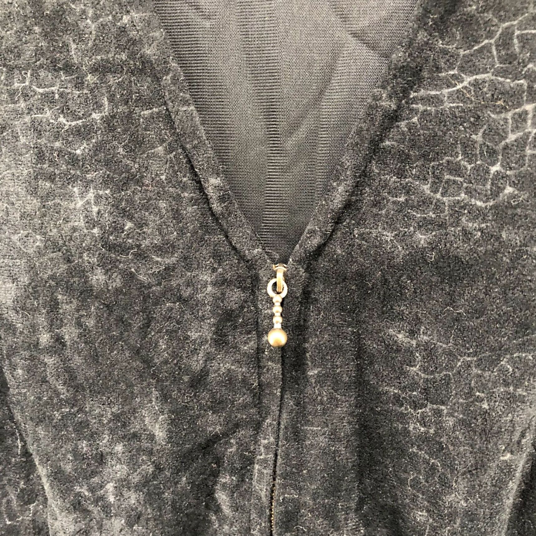 Velvet VTG Black Velvet Jacket Womens L/XL Jacquard Leopard Print Zip V-Neck Formal Size XL / US 12-14 / IT 48-50 - 7 Thumbnail