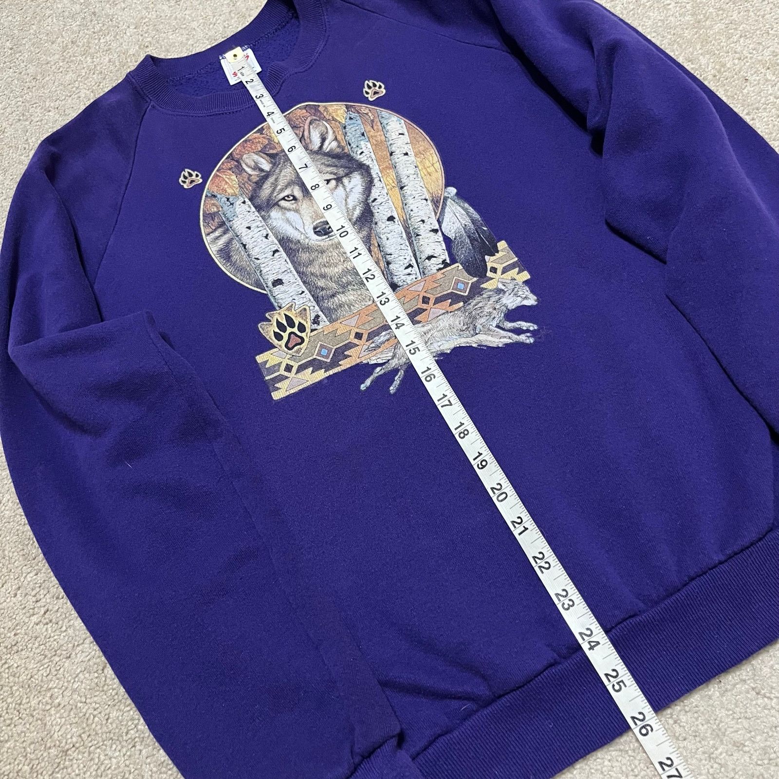Jerzees Vintage Jerzees Native Wolf Graphic Purple Crewneck XL Size US XL / EU 56 / 4 - 5 Thumbnail