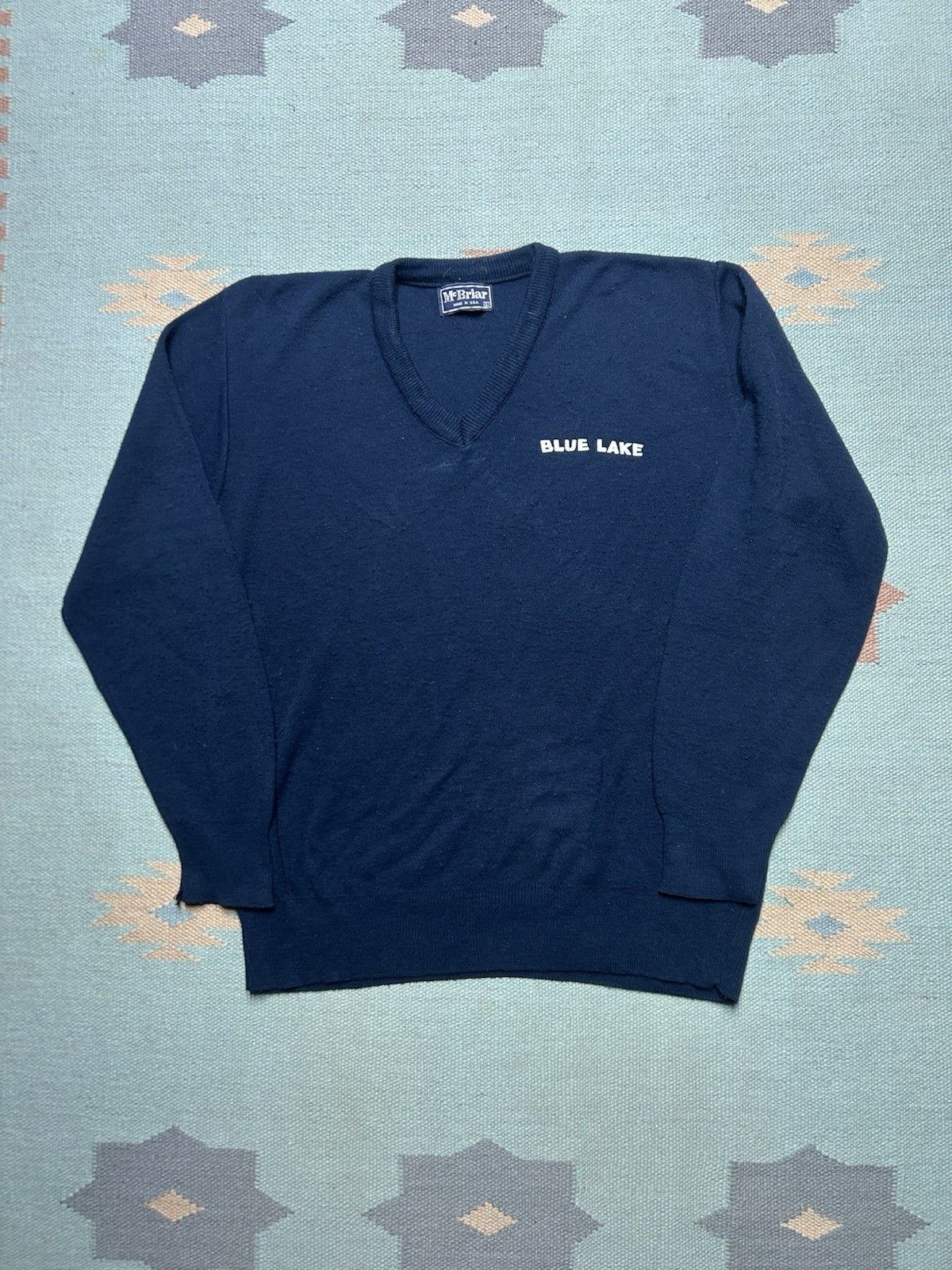 Vintage Vintage sweater v neck Blue Lake Michigan acrylic navy small Size US S / EU 44-46 / 1 - 1 Thumbnail