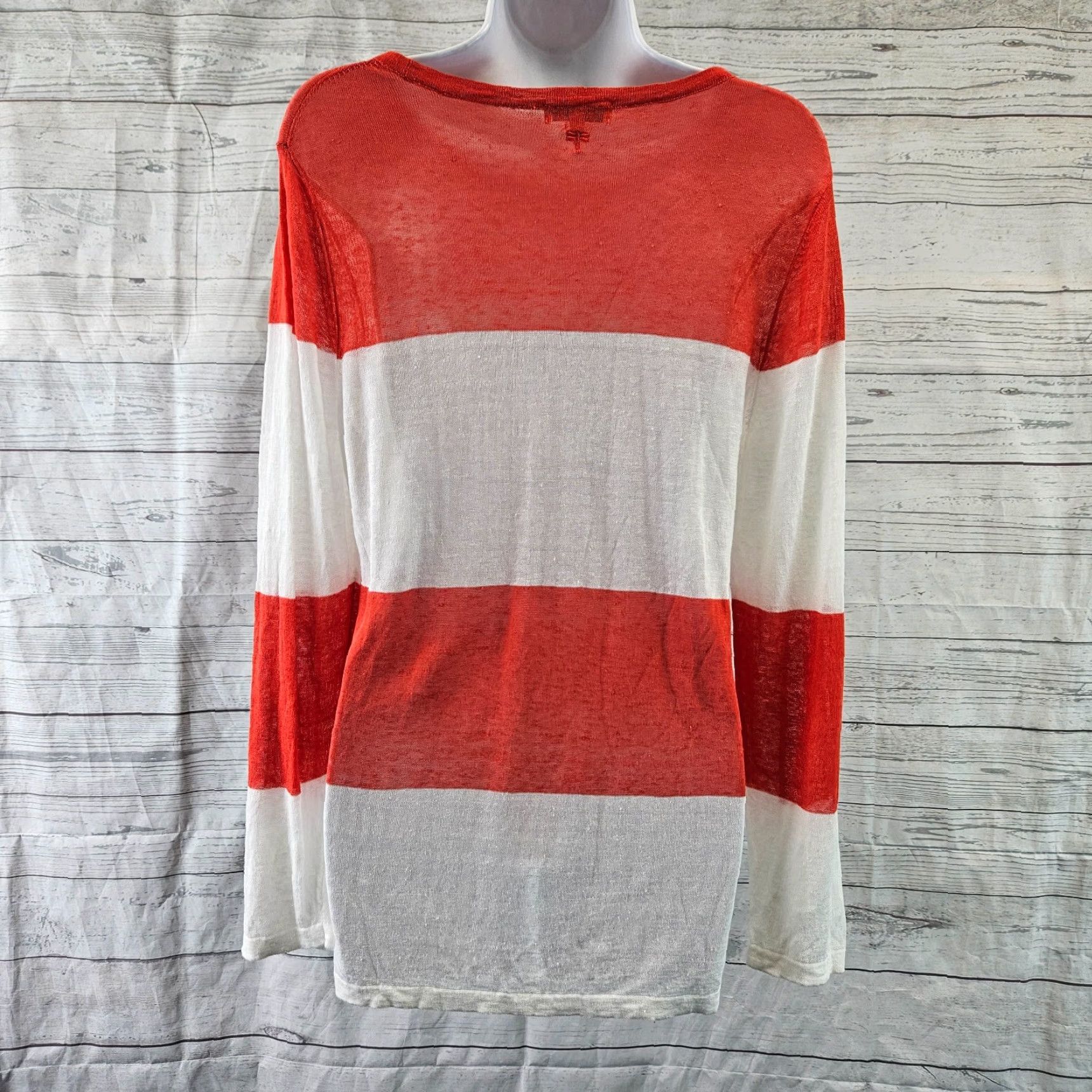 Vintage Tyler Boe Womens Blouse XL Red White Stripe Linen Blend Long Sleeve Shirt Women XL Red White Stripe Linen Blend Size XL / US 12-14 / IT 48-50 - 4 Thumbnail