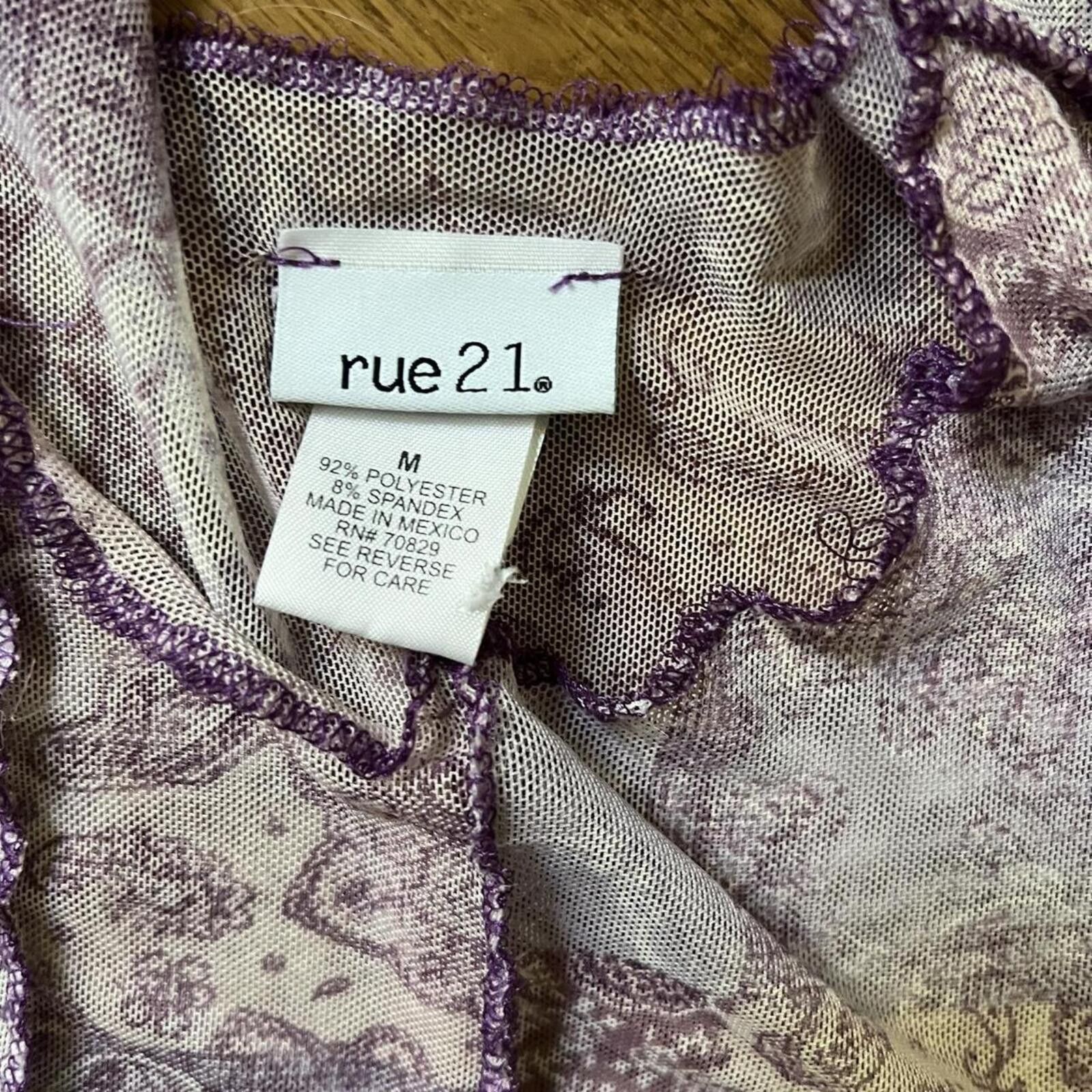 rue21 Purple and white paisley mesh bodysuit Size ONE SIZE - 7 Thumbnail