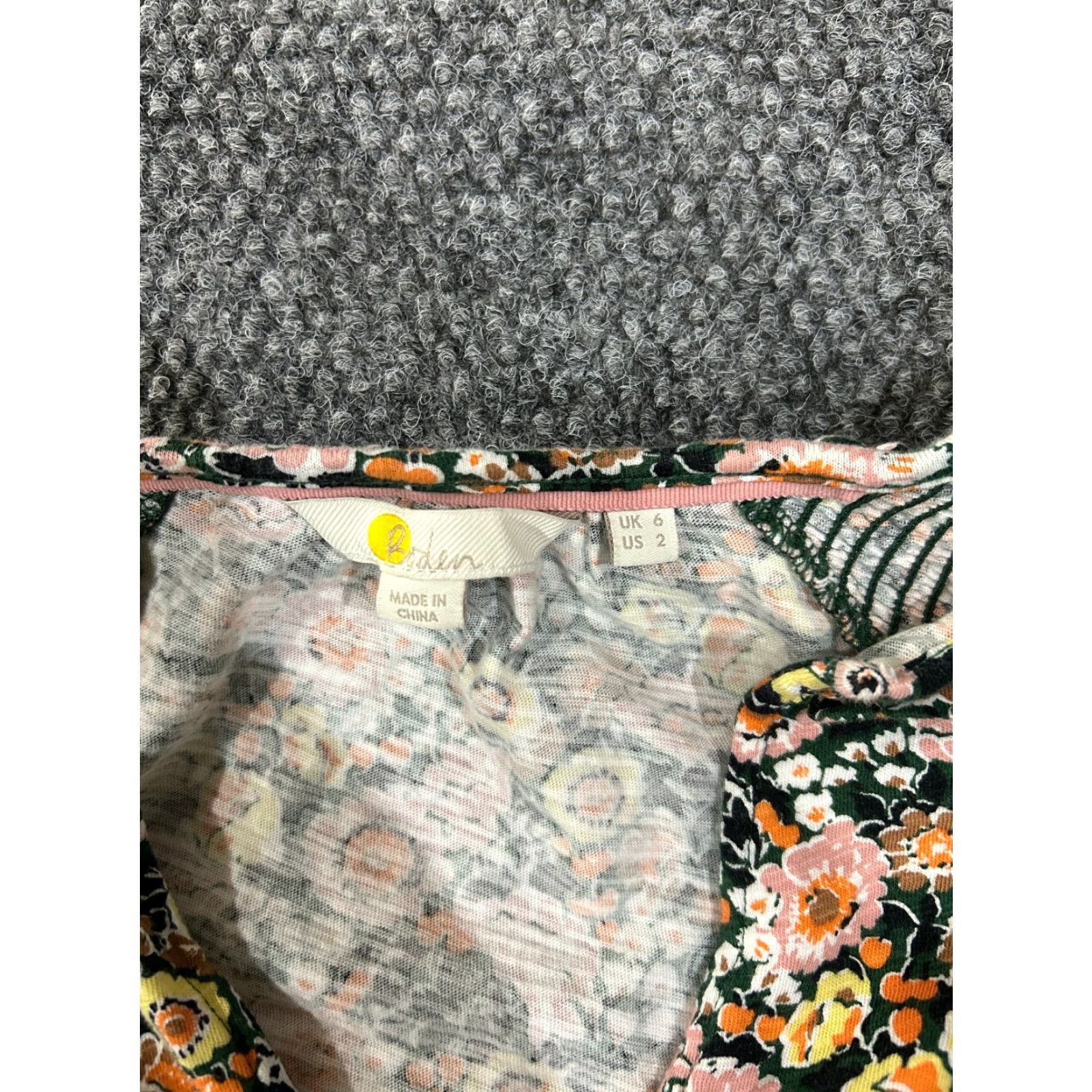 Boden Boden Blouse Womens 2 Blue Floral Bell Sleeve V-Neck Cotton Casual Spring Summer Pockets 2 Regular Size XS / US 0-2 / IT 36-38 - 3 Thumbnail